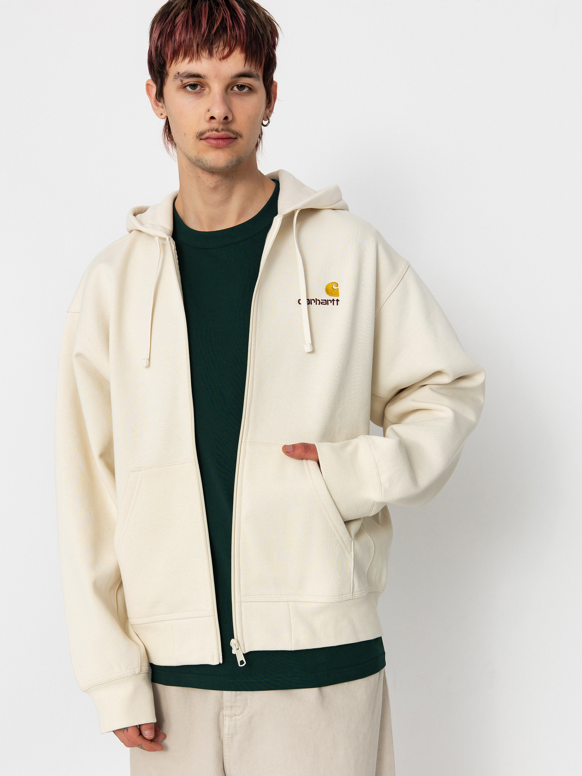 Mikina s kapucňou Carhartt WIP American Script ZHD (natural)