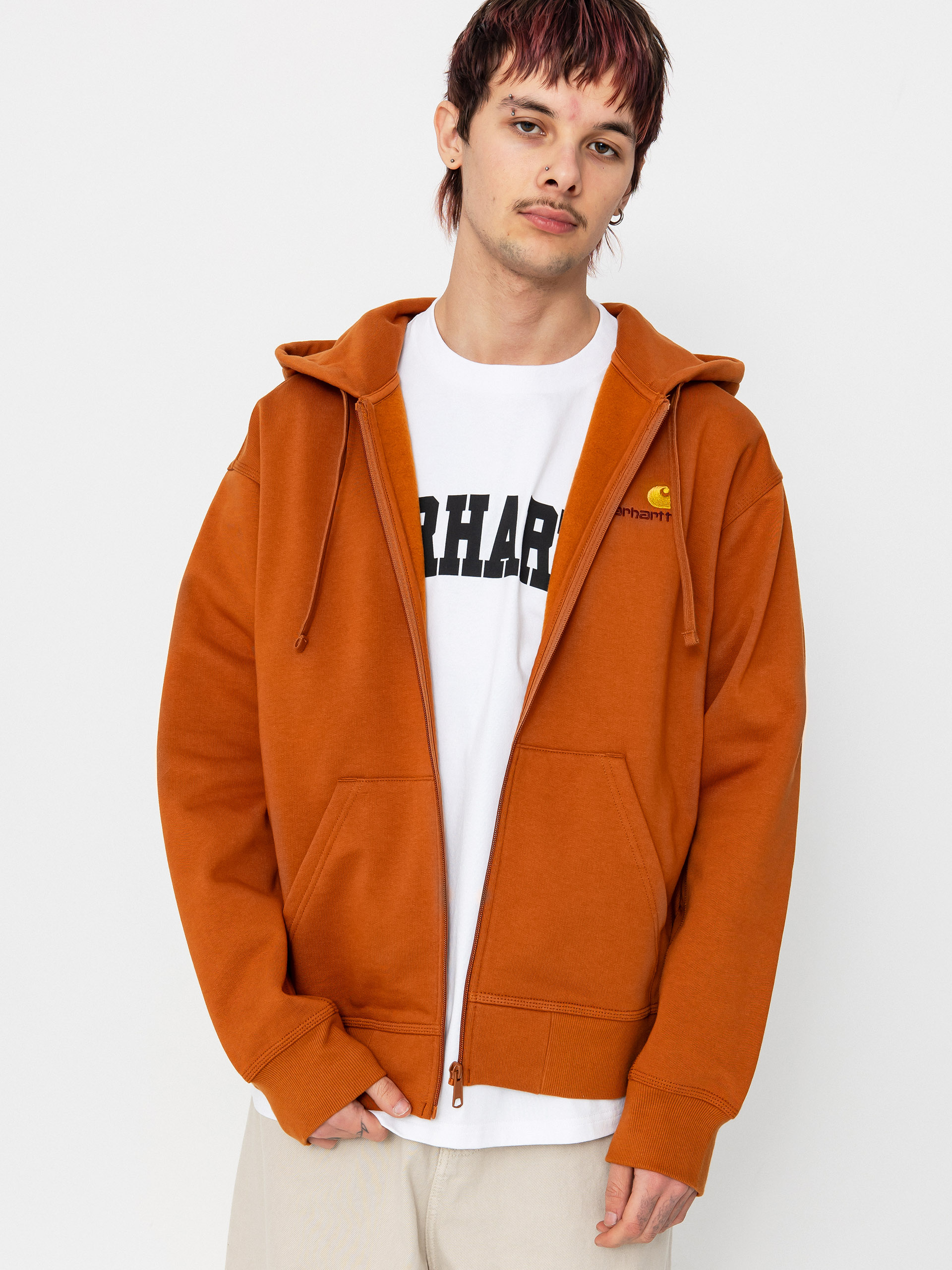 Mikina s kapucňou Carhartt WIP American Script ZHD (sienna)