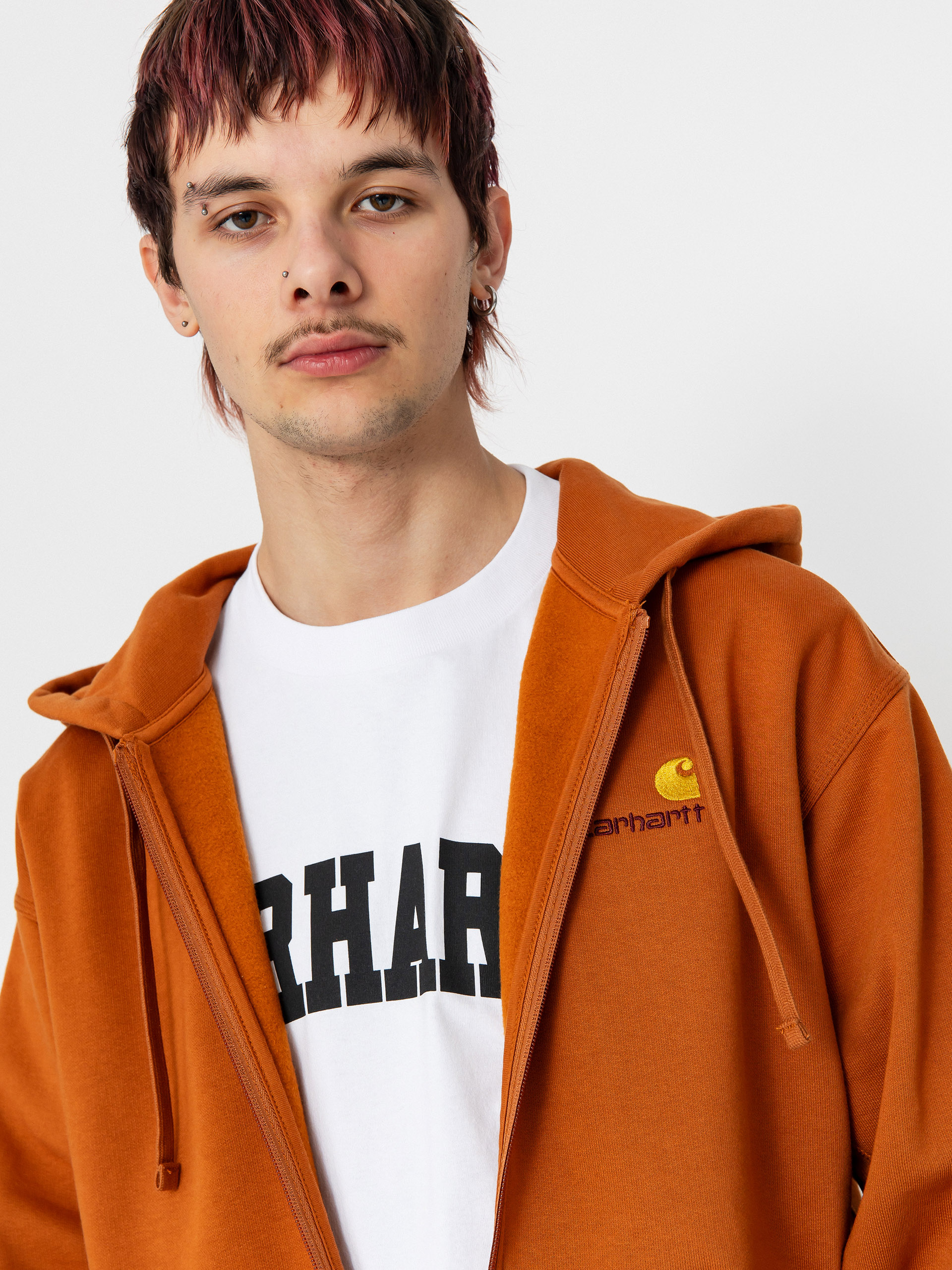 Mikina s kapucňou Carhartt WIP American Script ZHD (sienna)