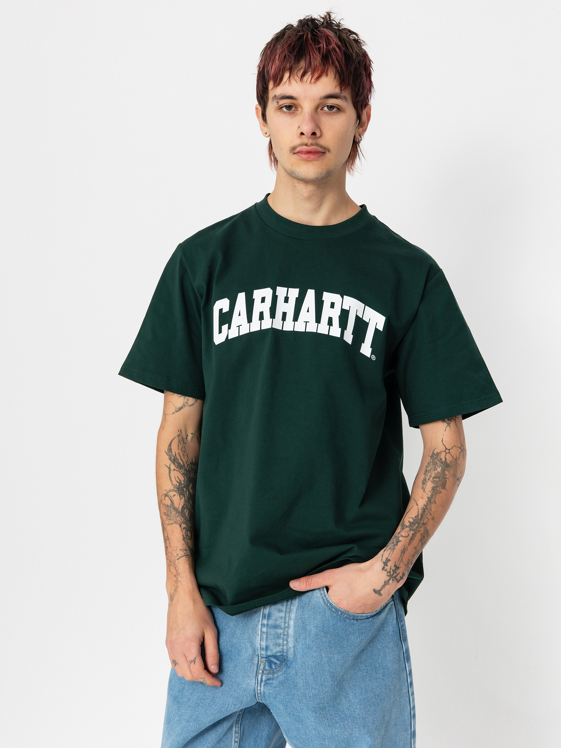 Tričko Carhartt WIP University (conifer/white)