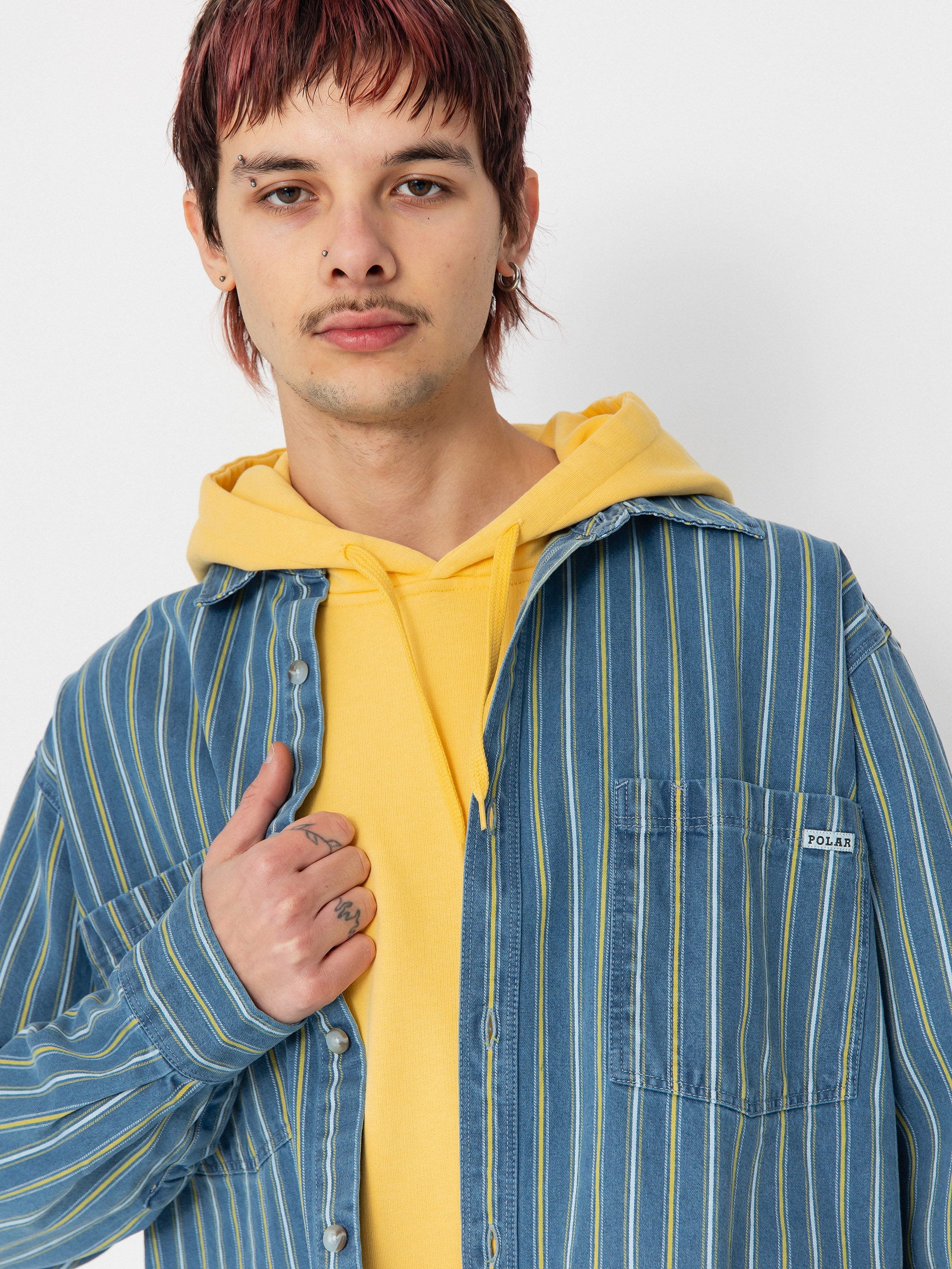 Košeľa Polar Skate Mike Denim (blue/yellow)