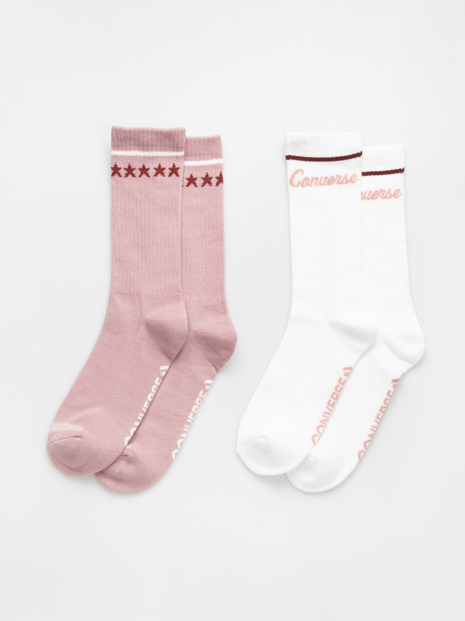 Ponožky Converse Stars Retro Logo Crew 2Pk Wmn (white/horizon pink)