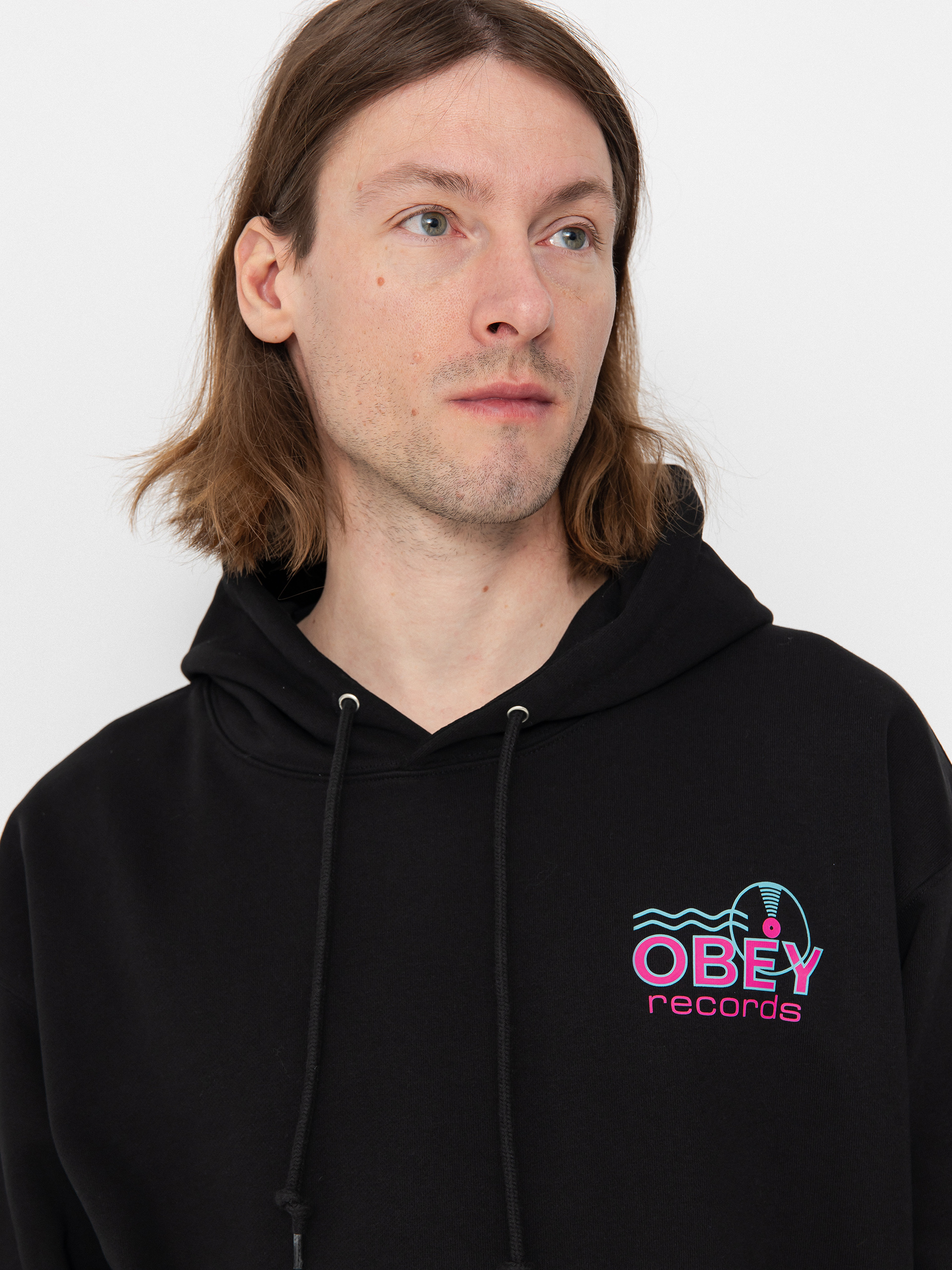 Mikina OBEY Records Sound Waves (black)