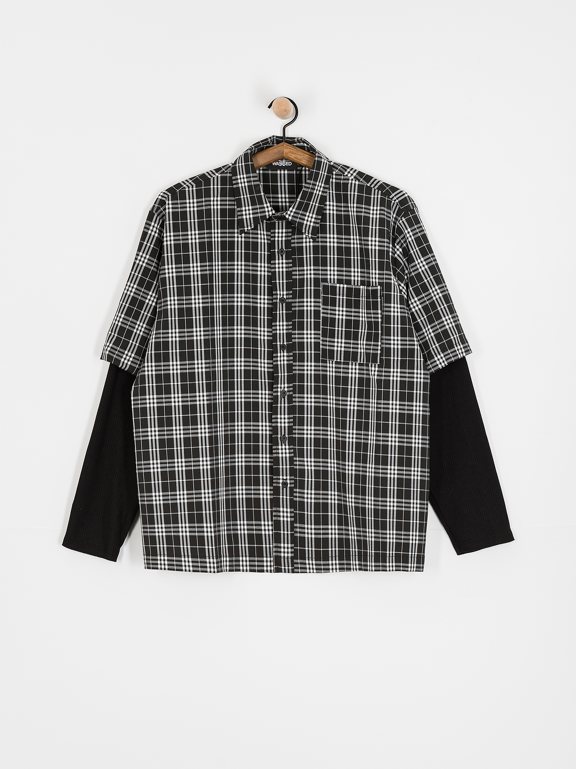 Košeľa Wasted Paris Yard Tartan Shirt Age (black/white)