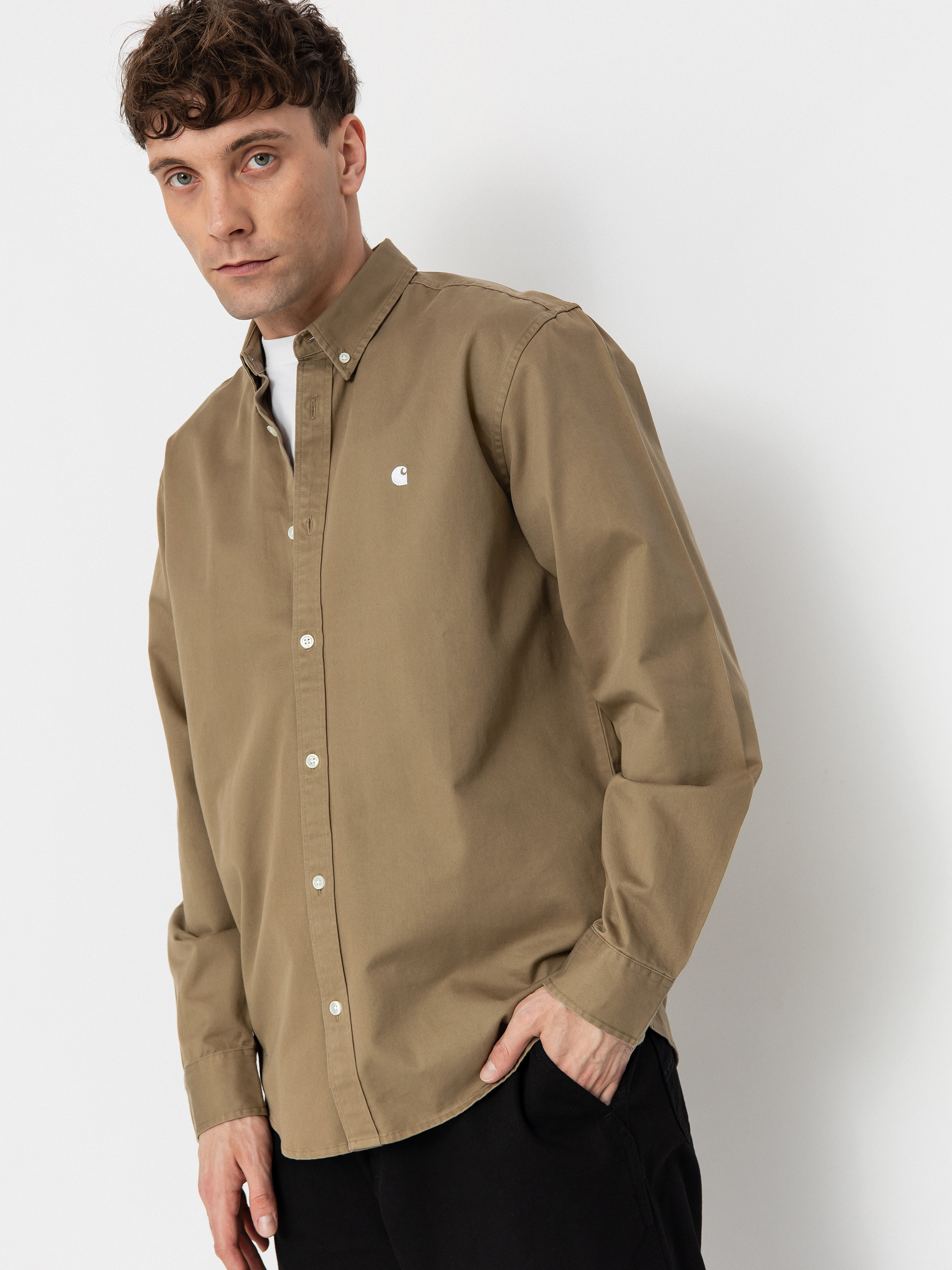 Košeľa Carhartt WIP Madison (leather/white)