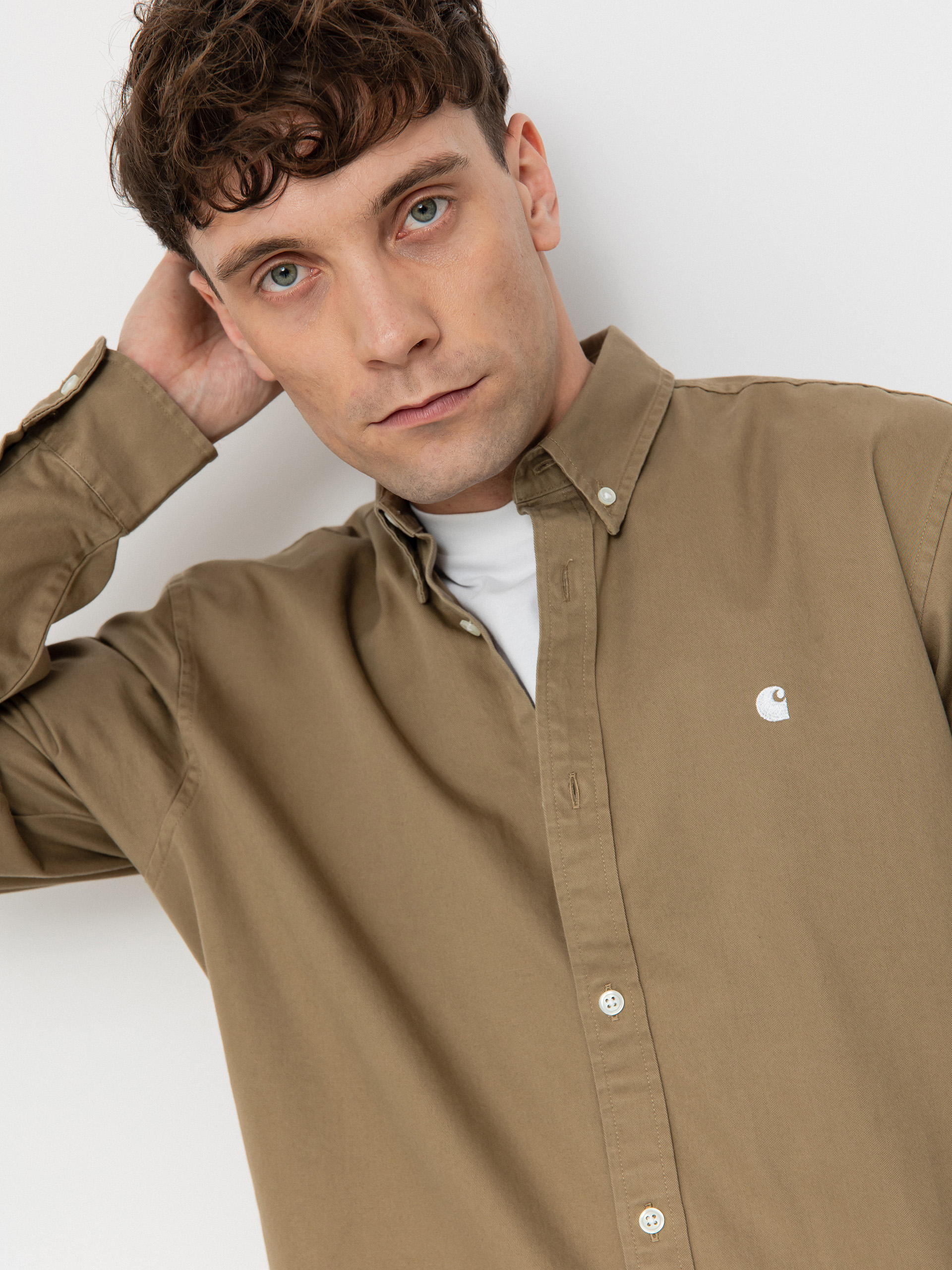 Košeľa Carhartt WIP Madison (leather/white)