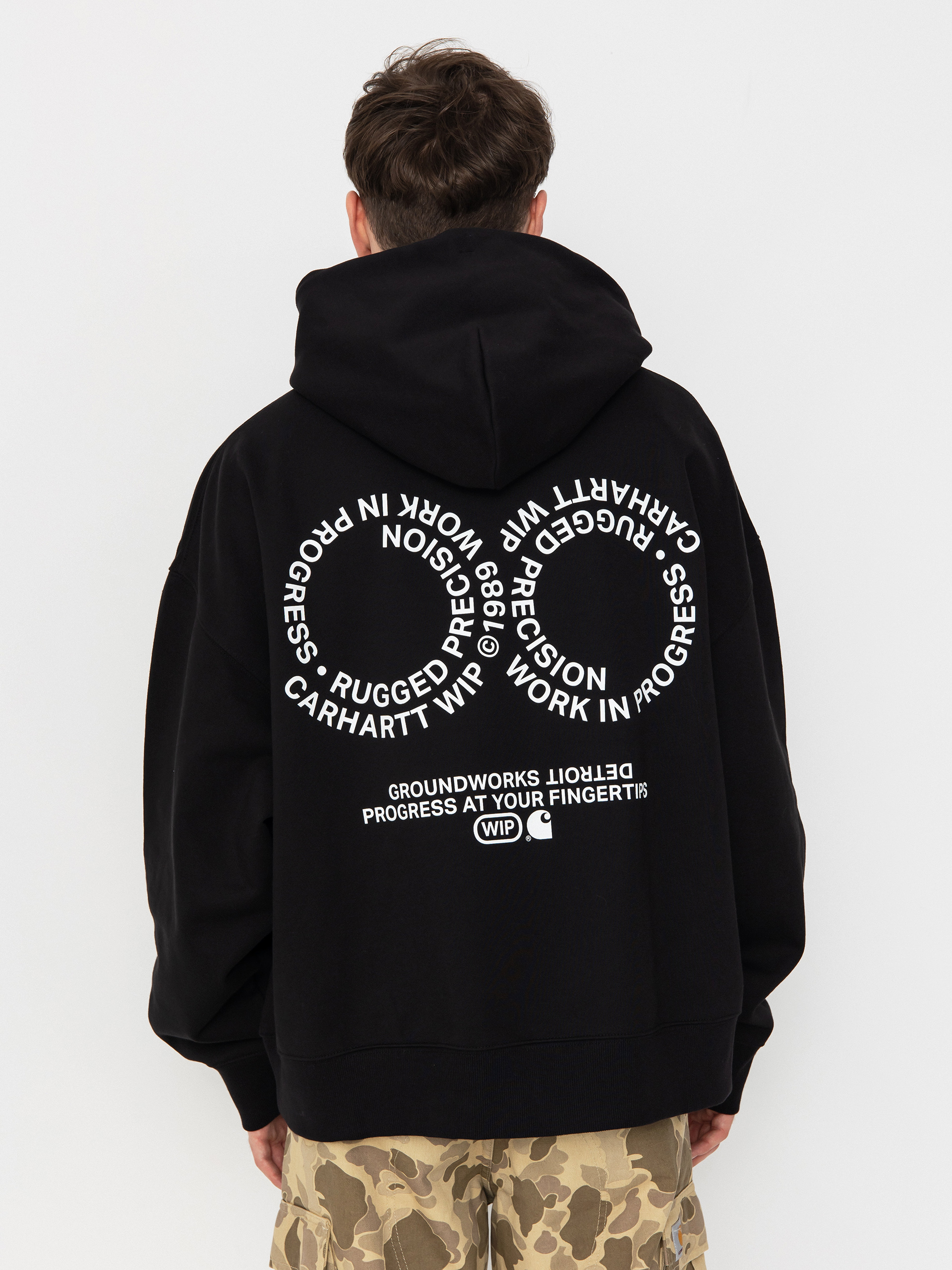 Mikina s kapucňou Carhartt WIP Rotation HD (black/white)