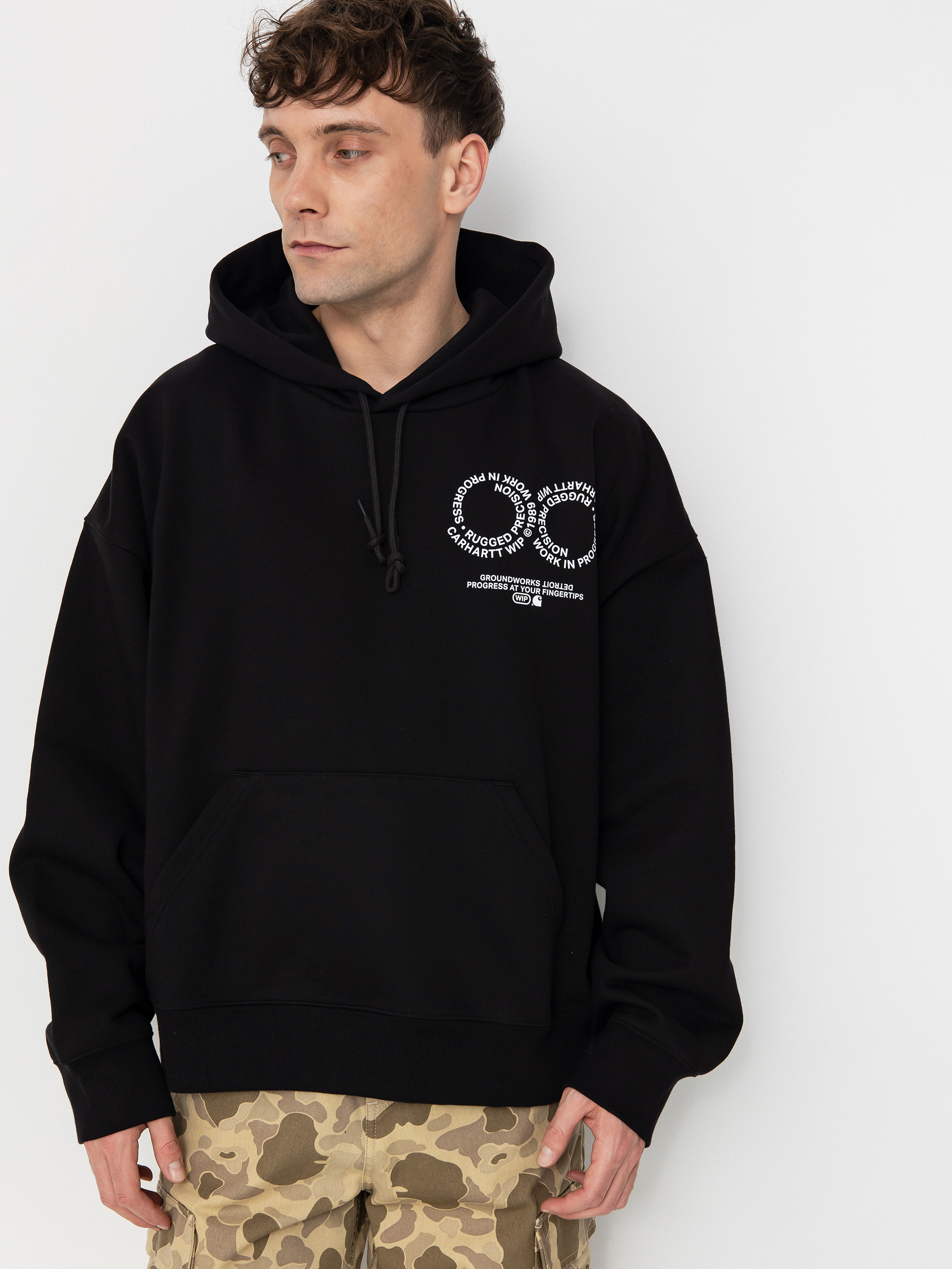 Mikina s kapucňou Carhartt WIP Rotation HD (black/white)