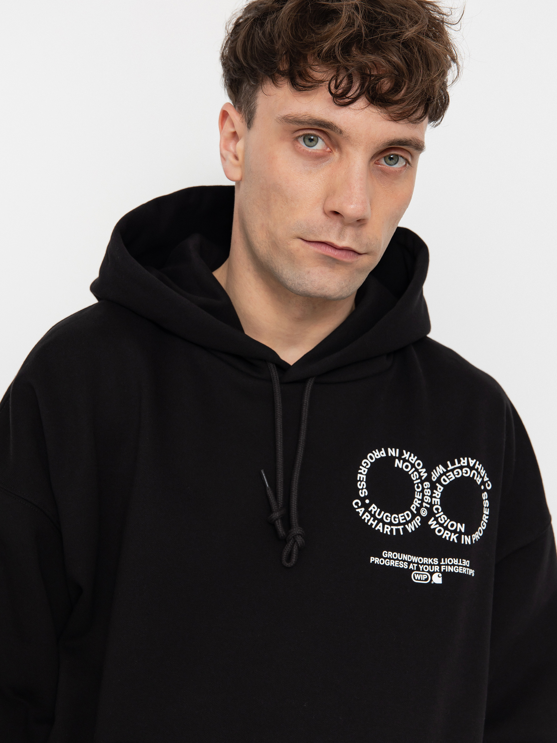 Mikina s kapucňou Carhartt WIP Rotation HD (black/white)