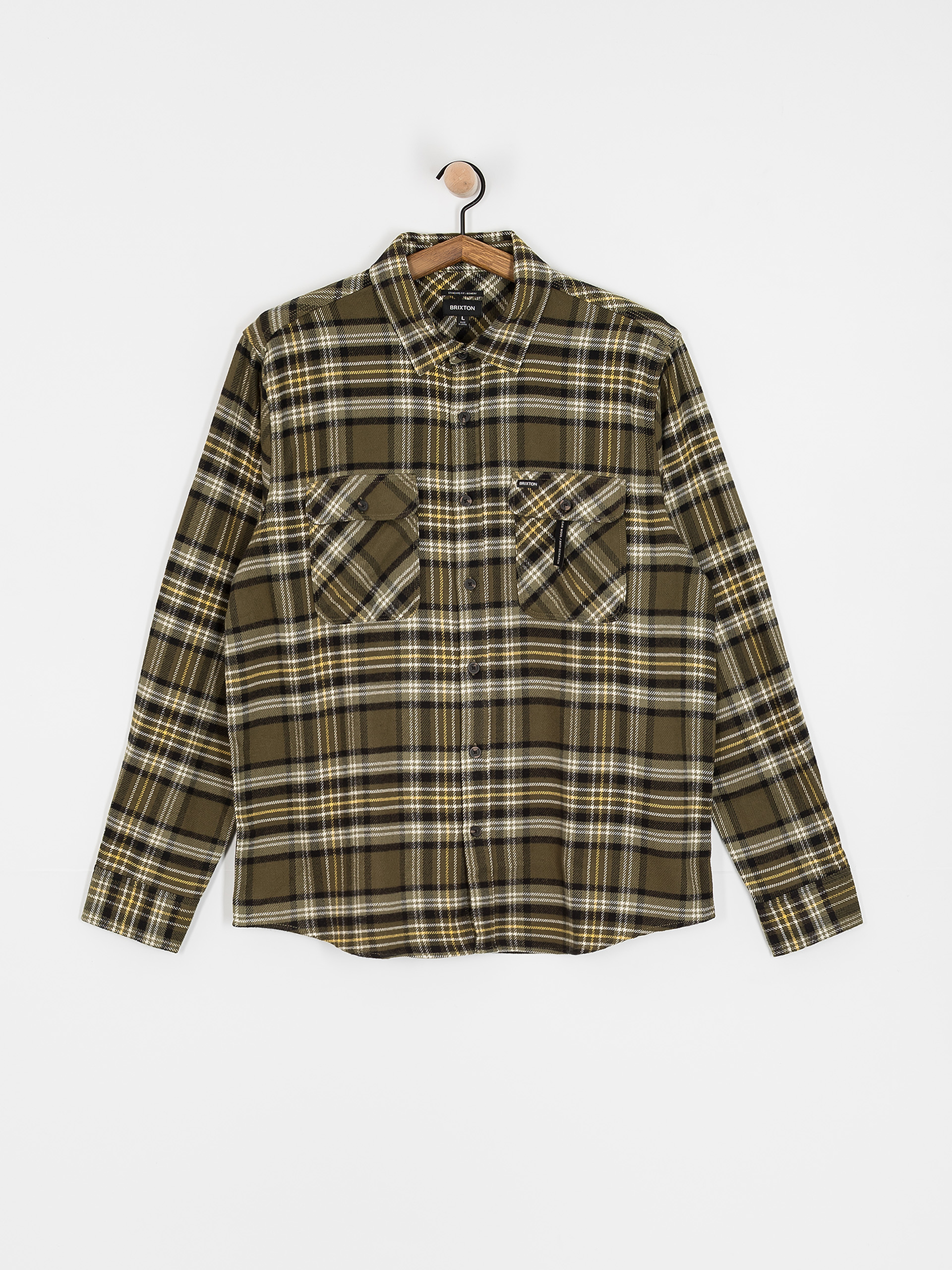 Košeľa Brixton Bowery Flannel (ivy green/olive surplus/black)