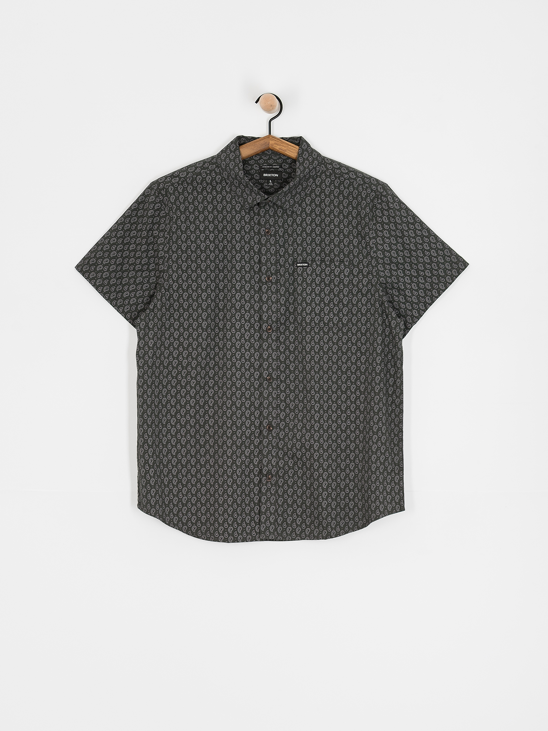 Košeľa Brixton Charter Print (washed black/paisley)