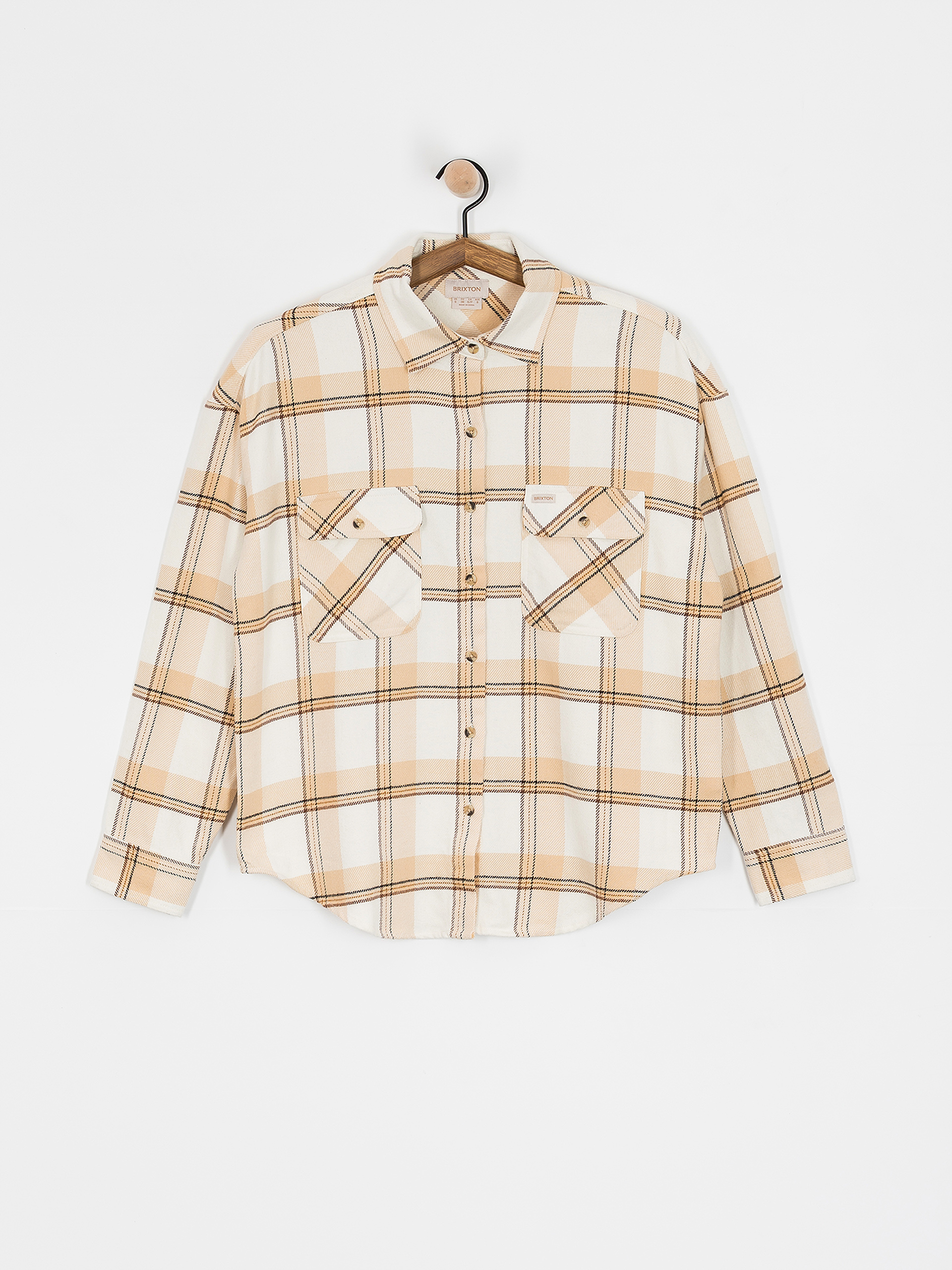 Košeľa Brixton Bowery Classic Flannel Wmn (off white/semolina/washed copp)