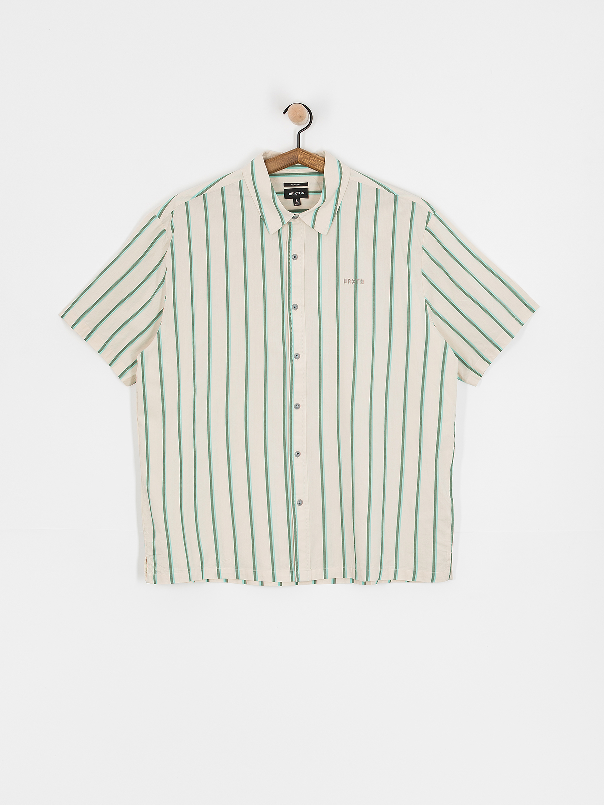 Košeľa Brixton Cru Stripe (beige/pine needle/aquatic gree)