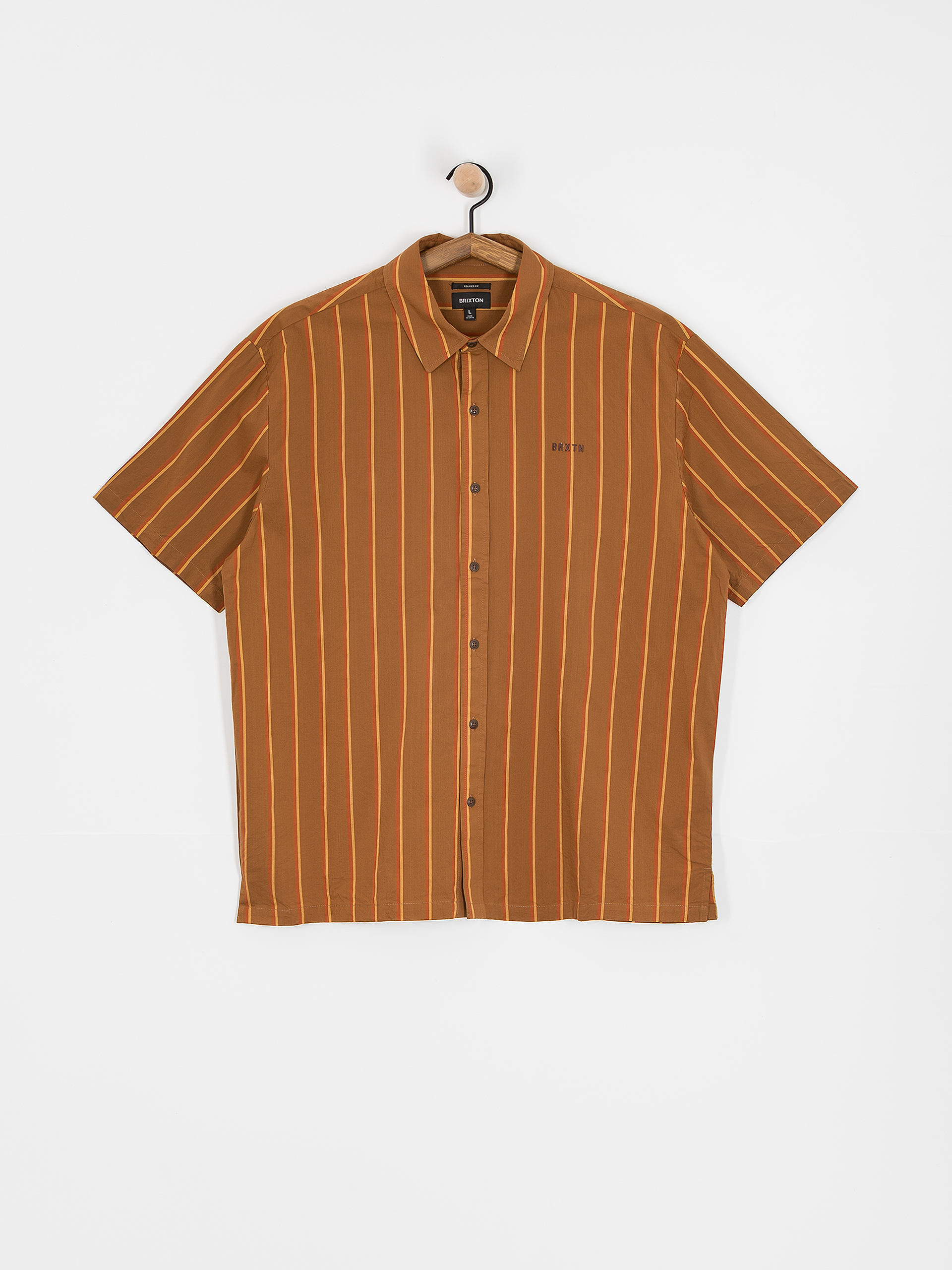 Košeľa Brixton Cru Stripe (washed copper/burnt red/sunset)