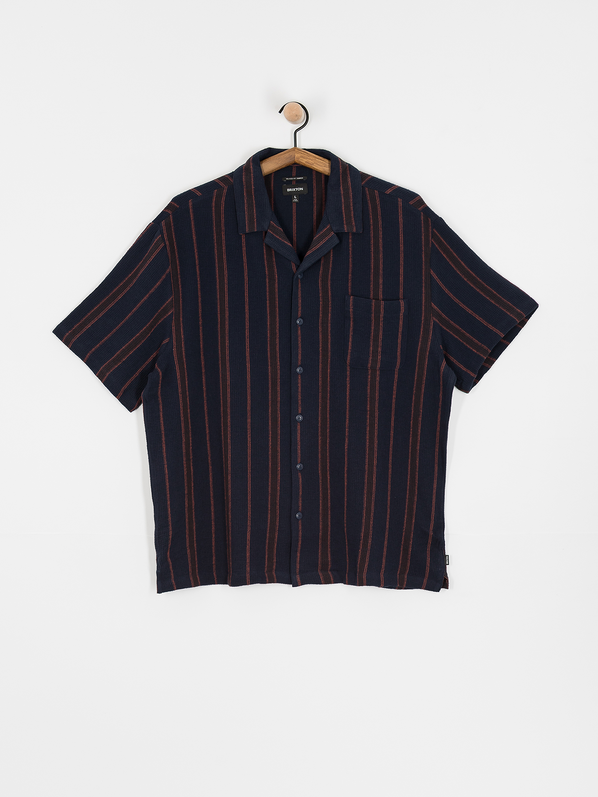 Košeľa Brixton Bunker Waffle Stripe (washed navy stripe)