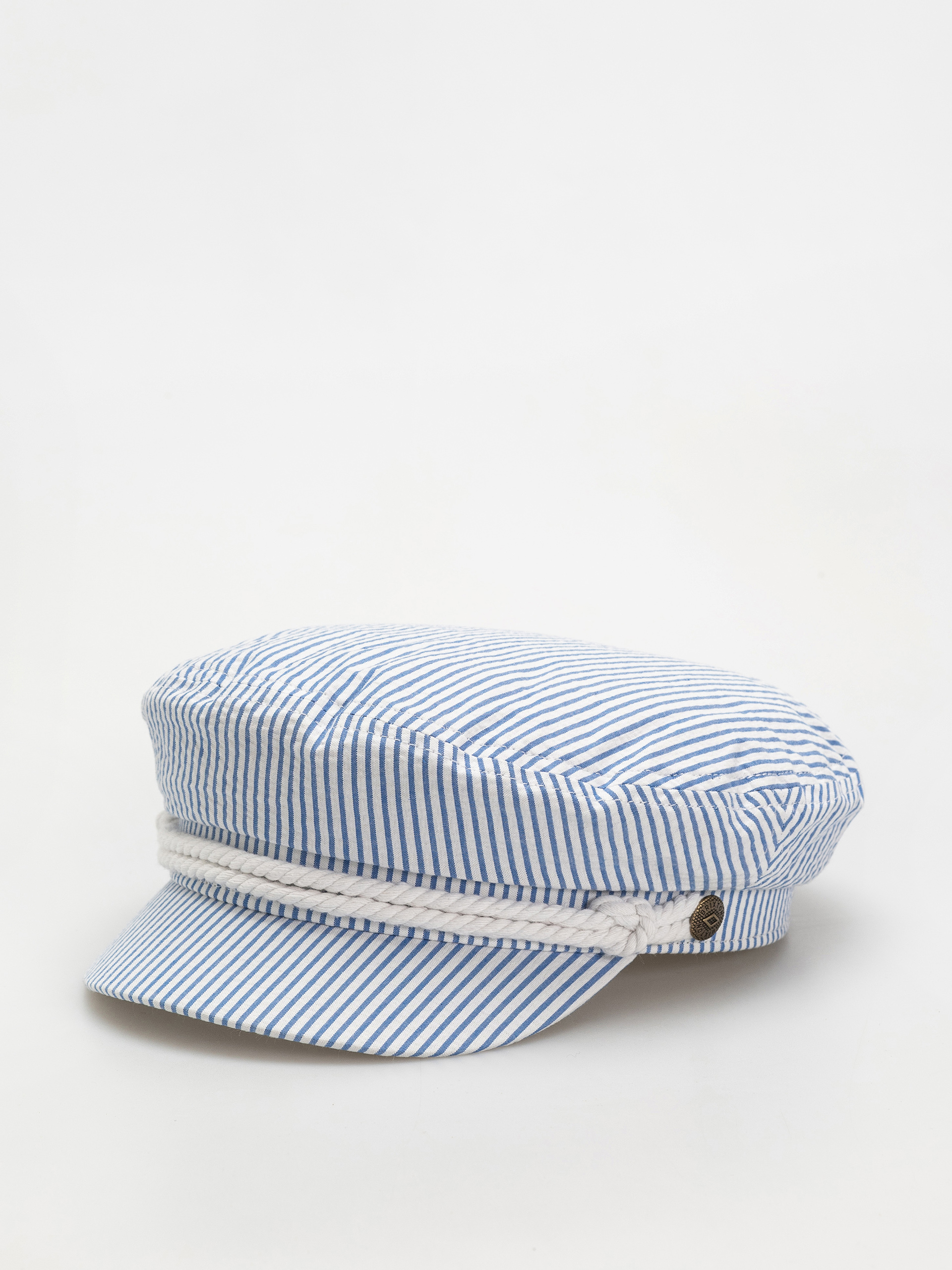 Klobúk so šiltom Brixton Fiddler Cap (off white/blue seersucker)