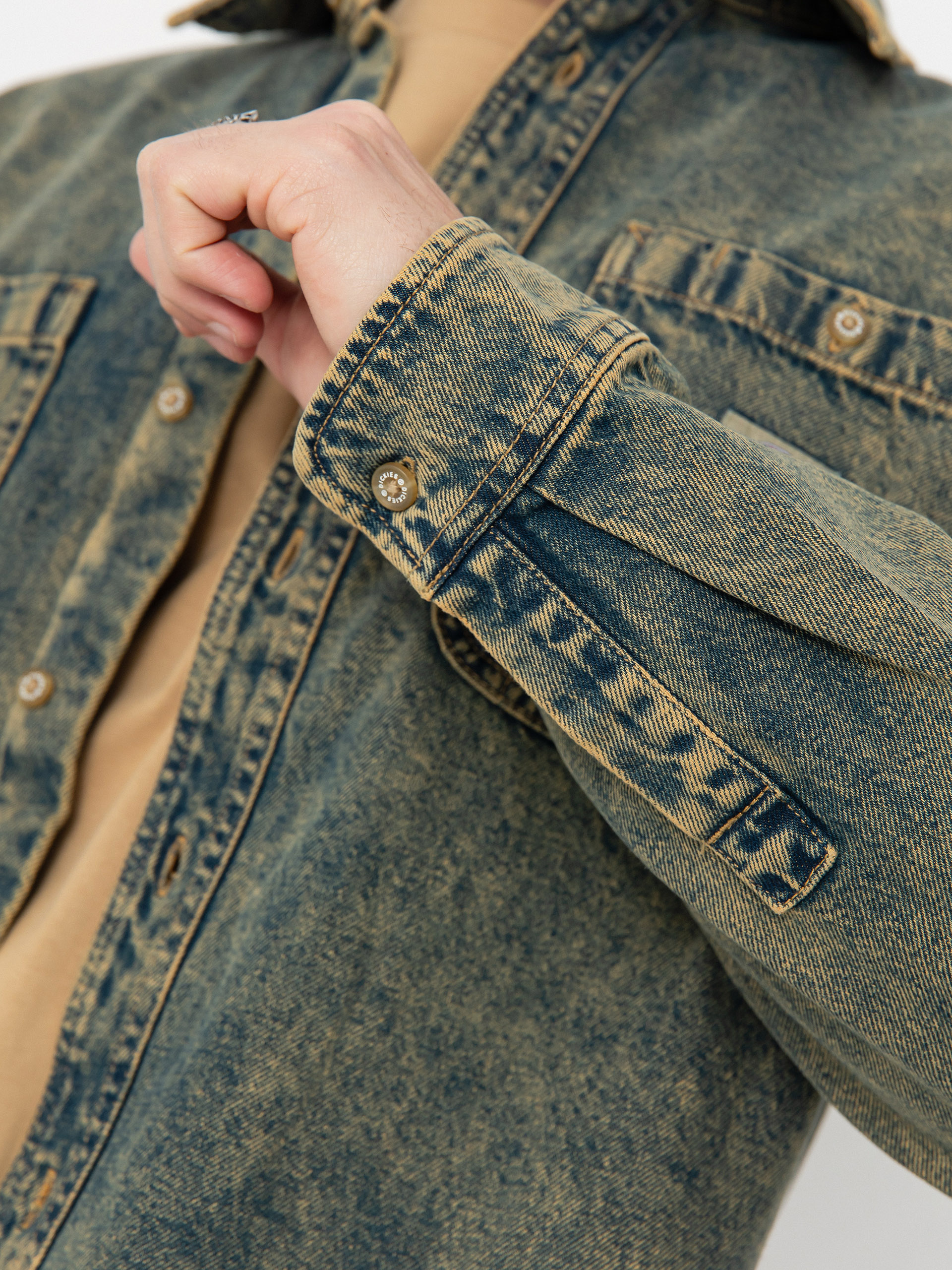 Košeľa Dickies Houston (yellow fade indigo)