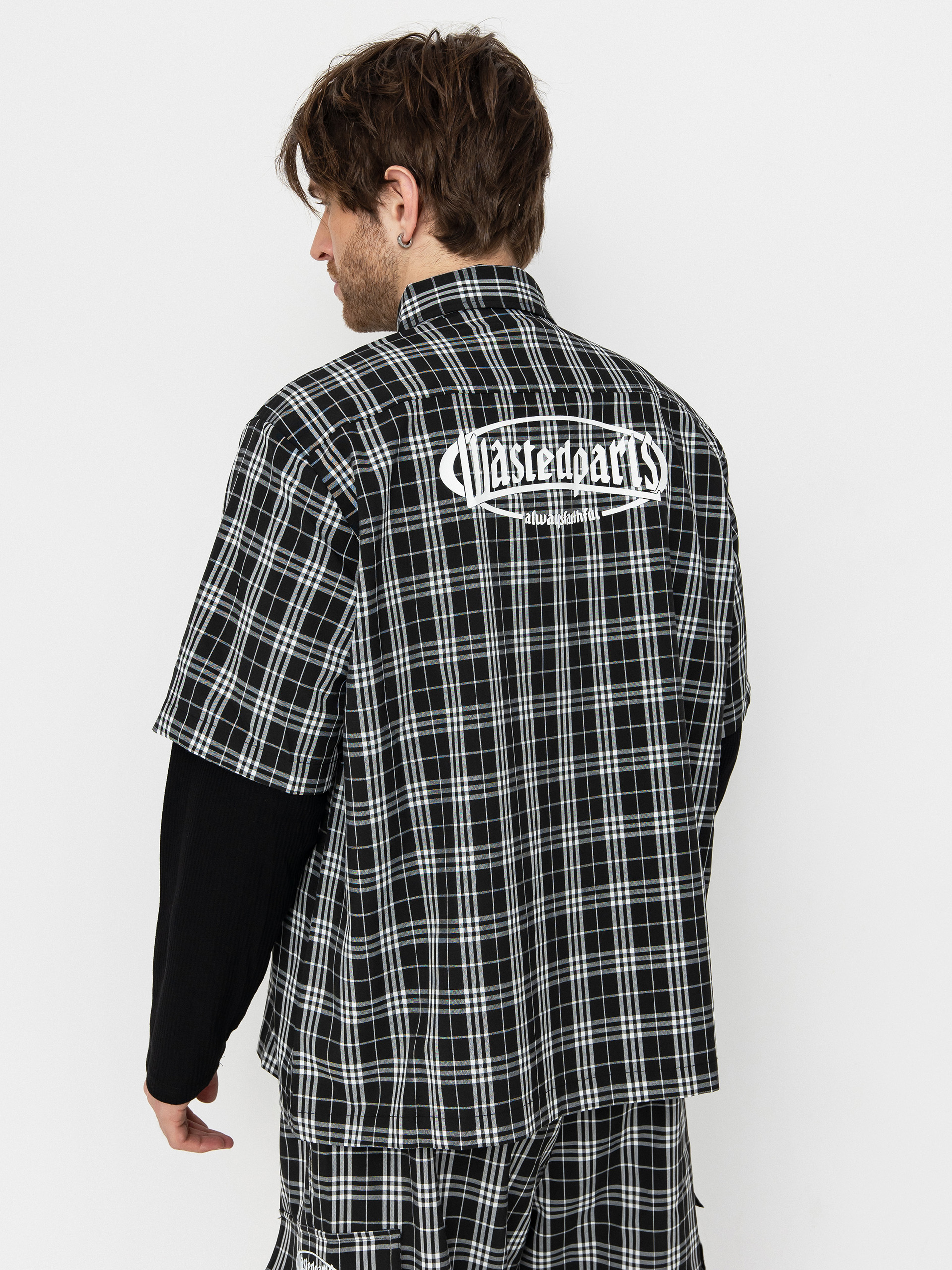 Košeľa Wasted Paris Yard Tartan Shirt Age (black/white)