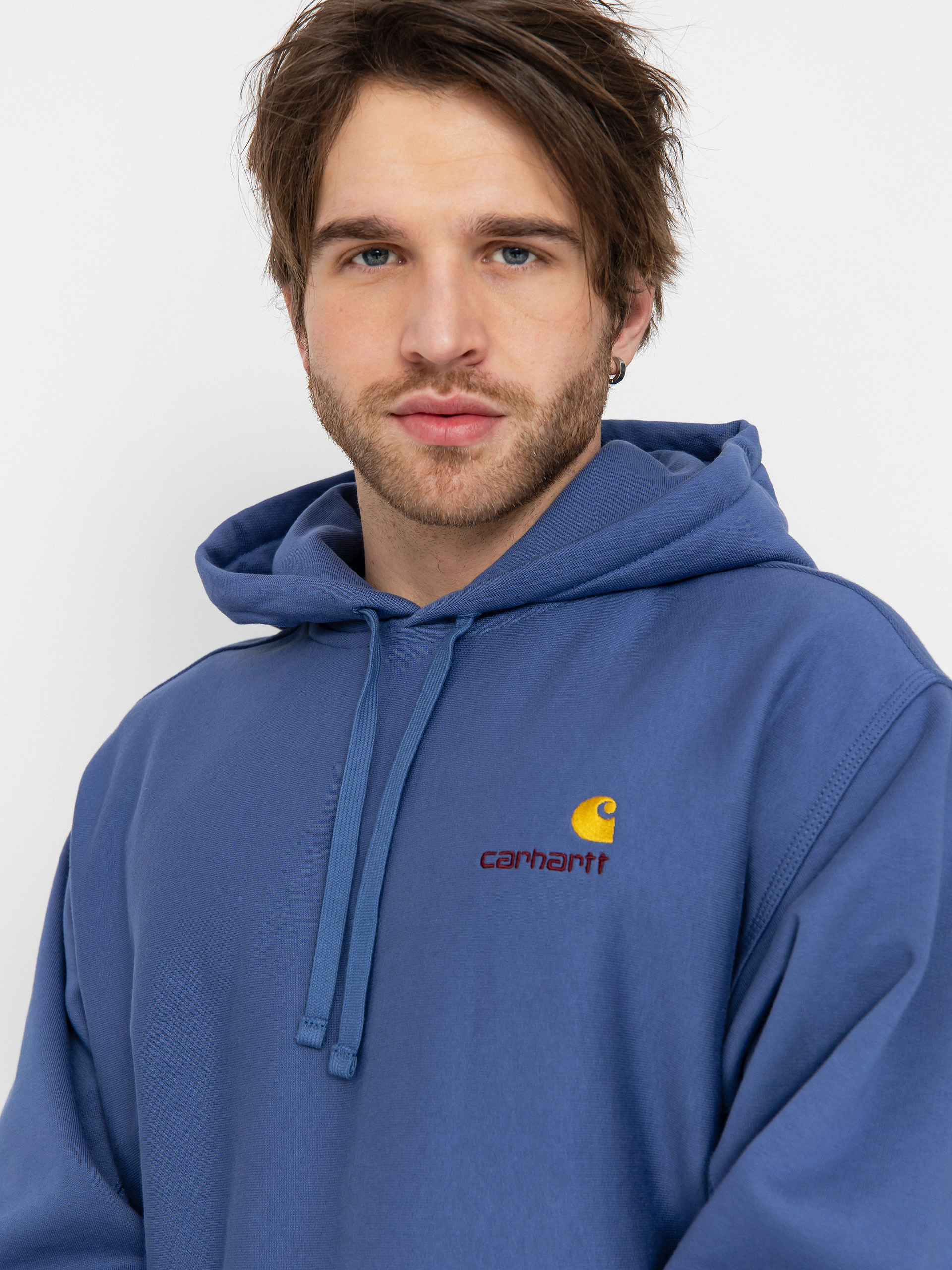 Mikina s kapucňou Carhartt WIP American Script HD (blue iris)