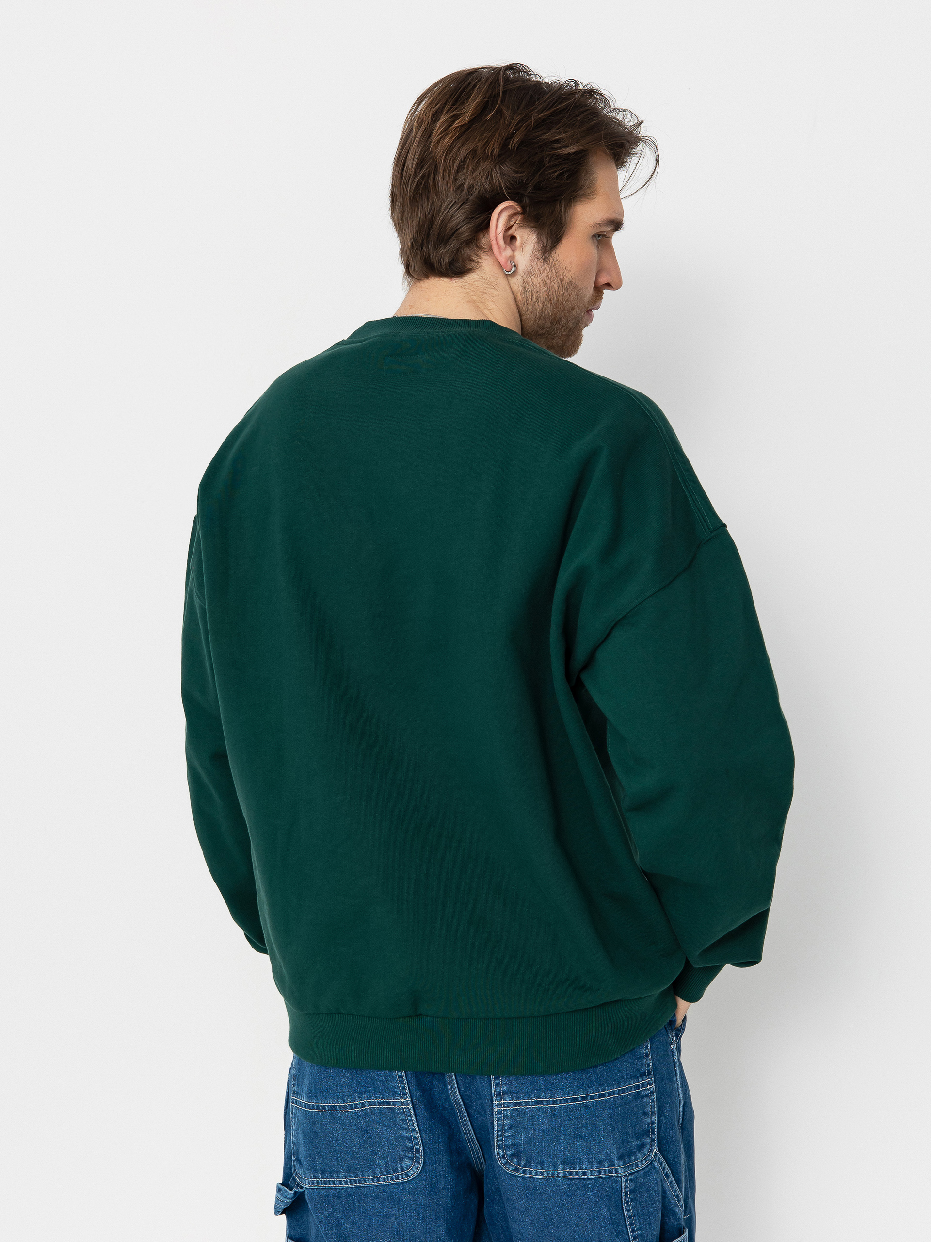 Mikina Brixton Embroidered Heavy Weight Crew (deep emerald)