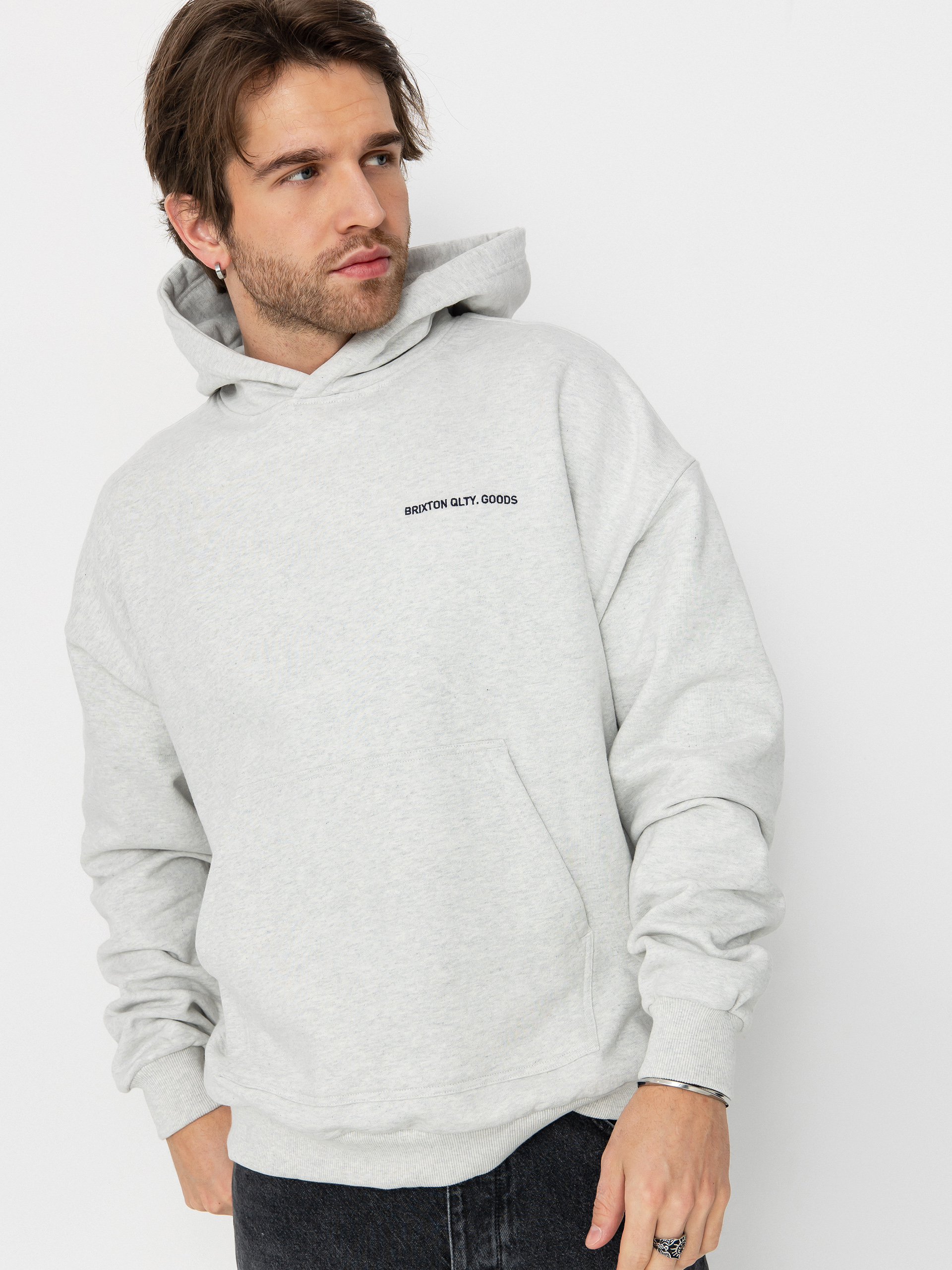 Mikina s kapucňou Brixton Embroidered Heavy Weight HD (heather grey ash)