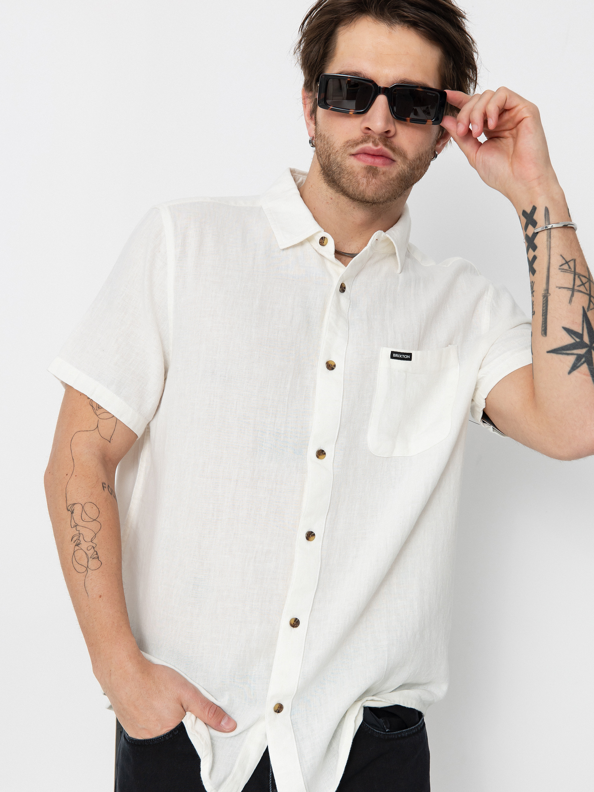 Košeľa Brixton Charter Org Cttn (egret white)