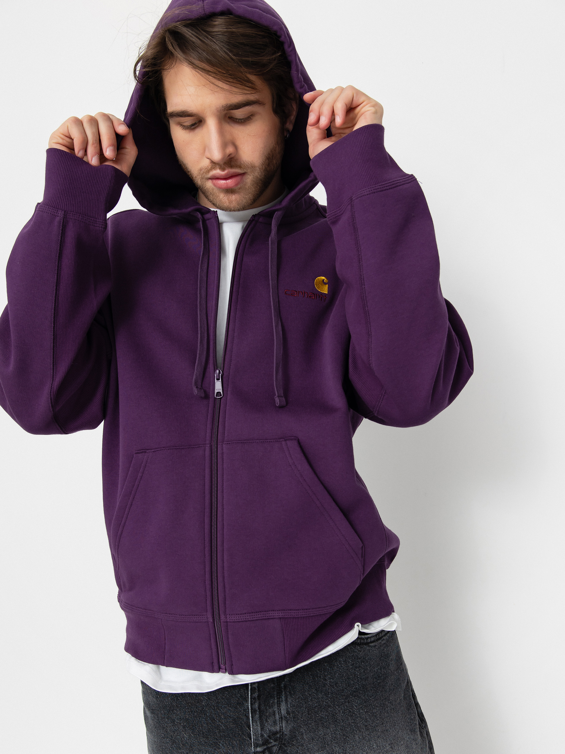Mikina s kapucňou Carhartt WIP American Script ZHD (huckleberry)
