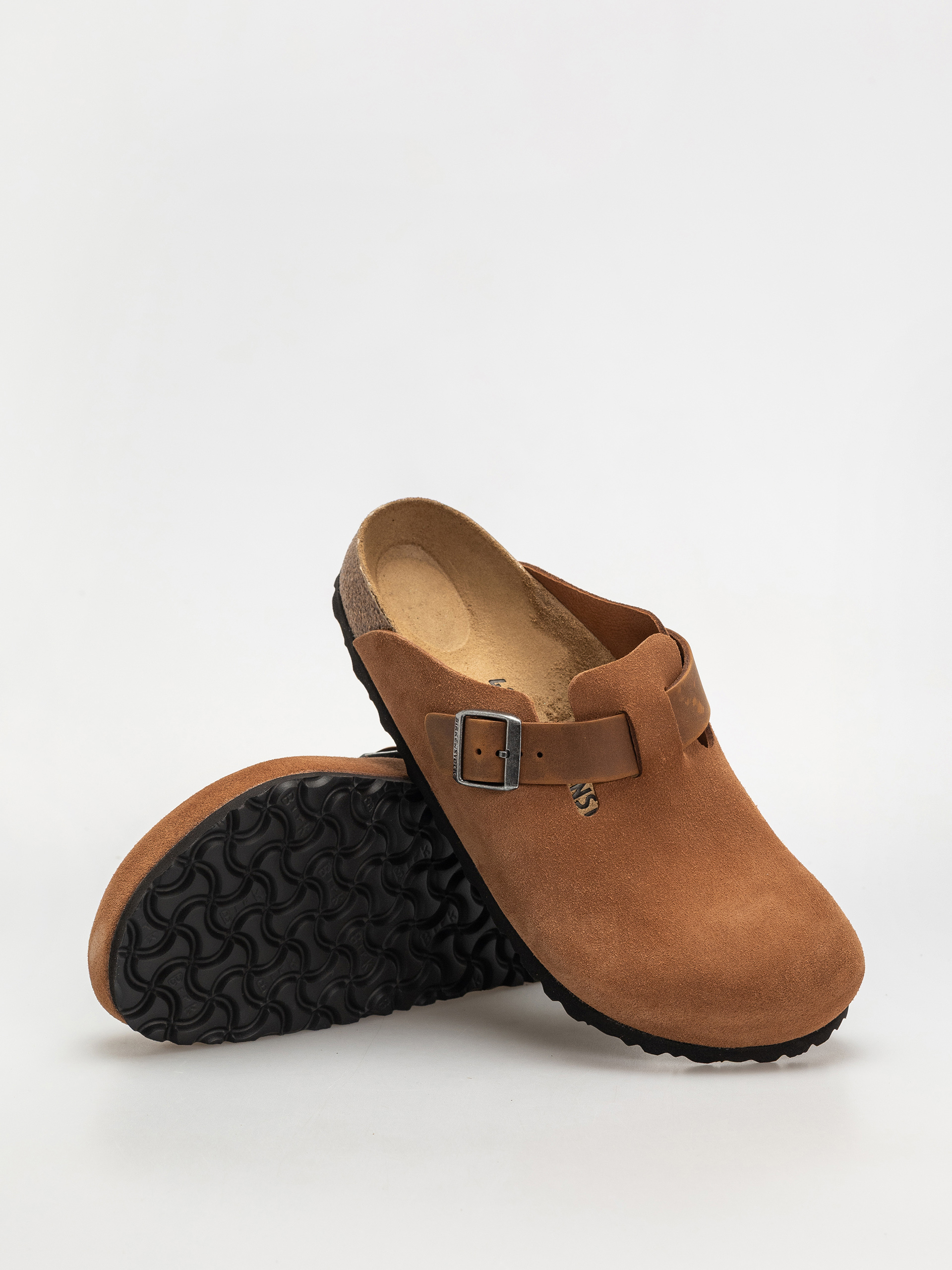 Šľapky Birkenstock Boston Suede Oiled Leather Regular (cognac)