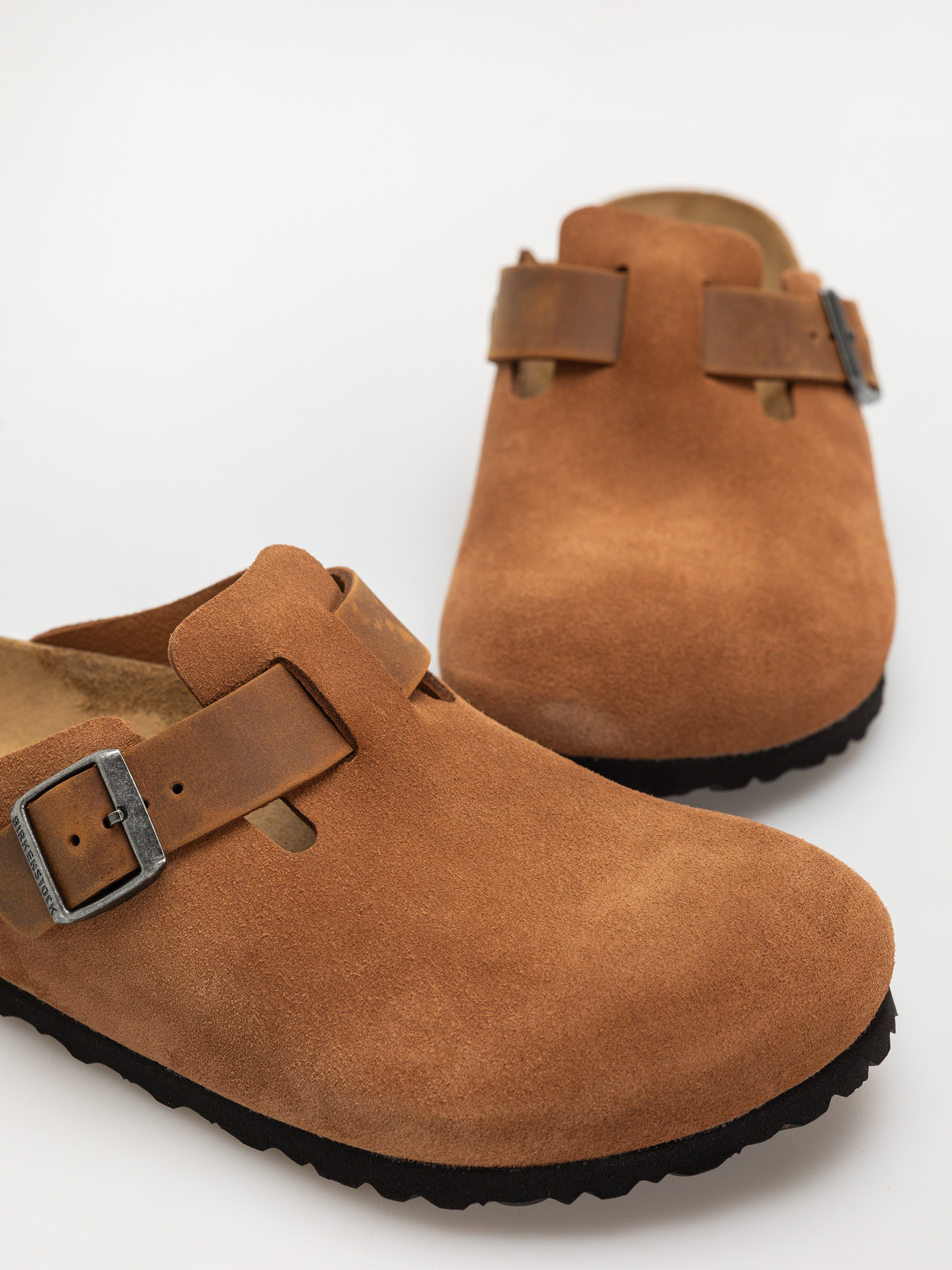 Šľapky Birkenstock Boston Suede Oiled Leather Regular (cognac)