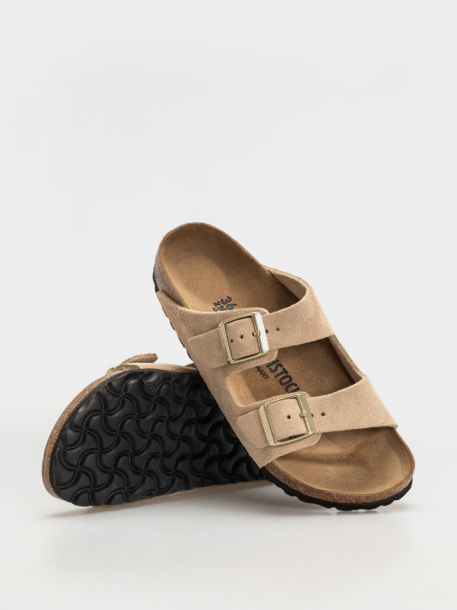Šľapky Birkenstock Arizona Suede Leather Narrow Wmn (sandcastle)