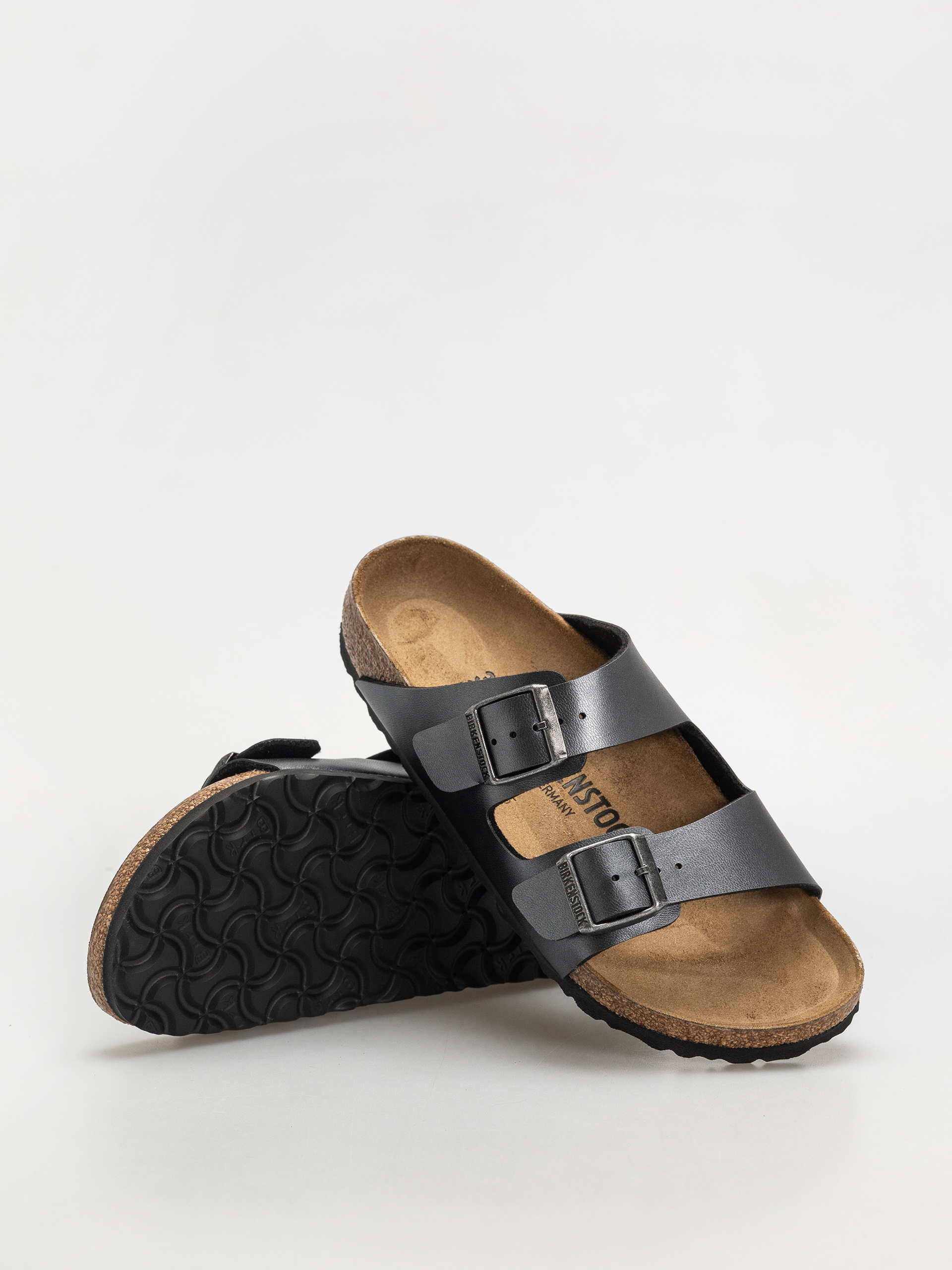 Šľapky Birkenstock Arizona Birko Flor Metallic Narrow Wmn (metallic black)