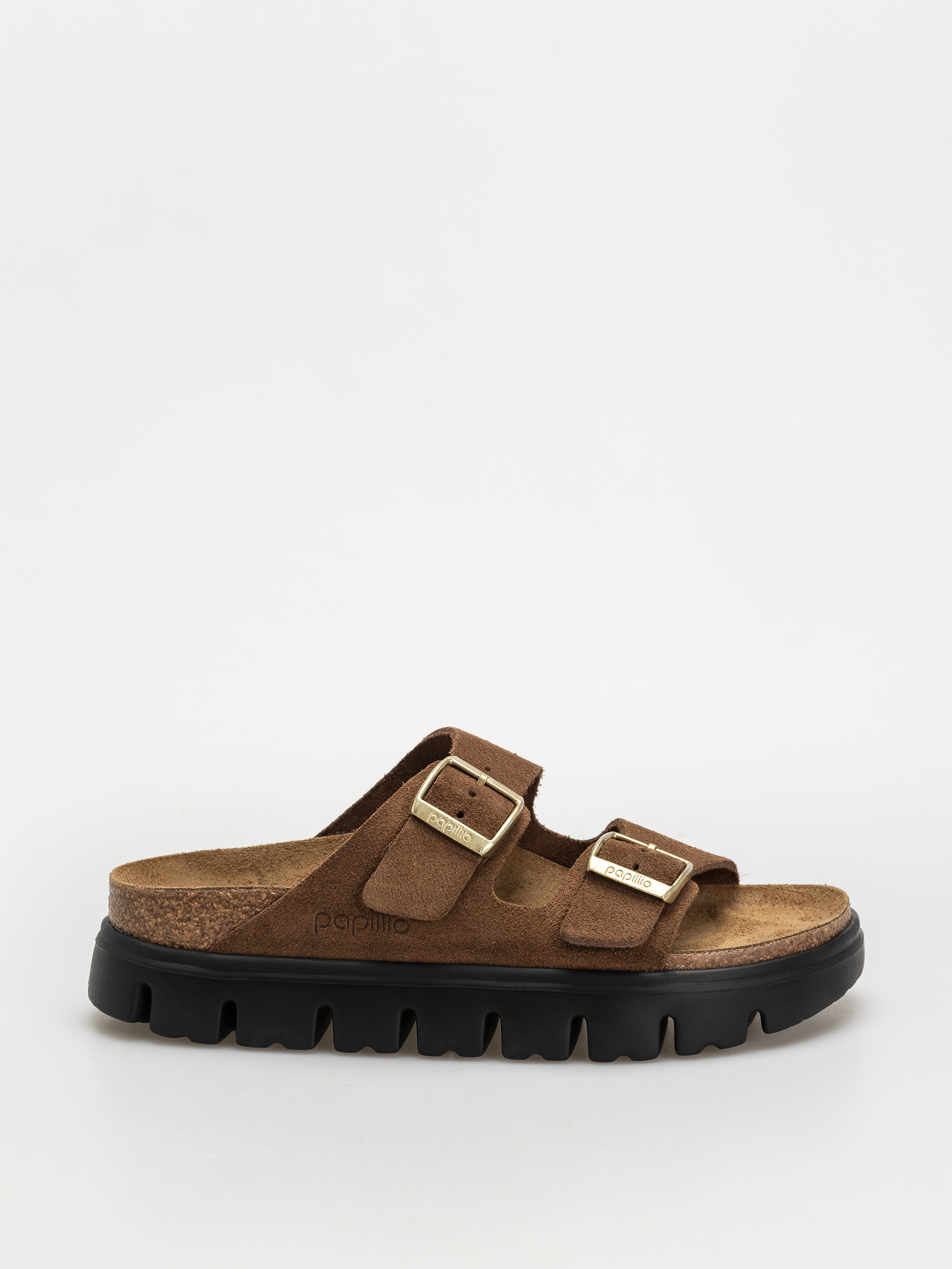 u0160u013eapky Birkenstock Arizona Chunky Suede Narrow Wmn (dark tea/black)
