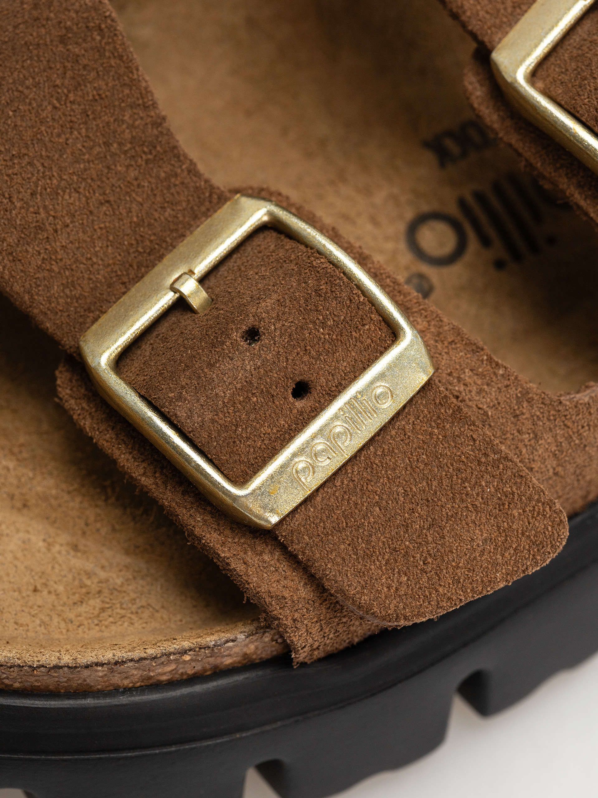 Šľapky Birkenstock Arizona Chunky Suede Narrow Wmn (dark tea/black)