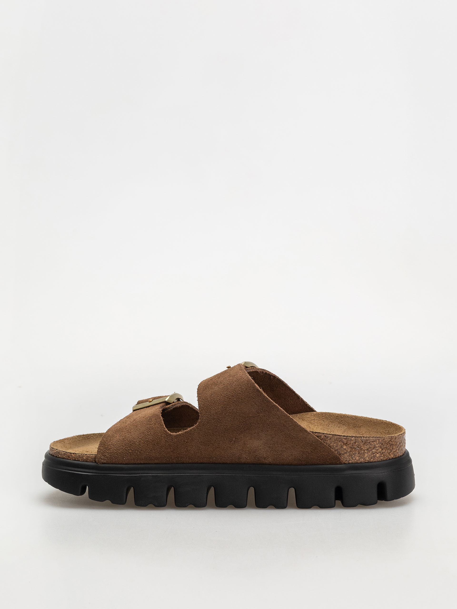 Šľapky Birkenstock Arizona Chunky Suede Narrow Wmn (dark tea/black)