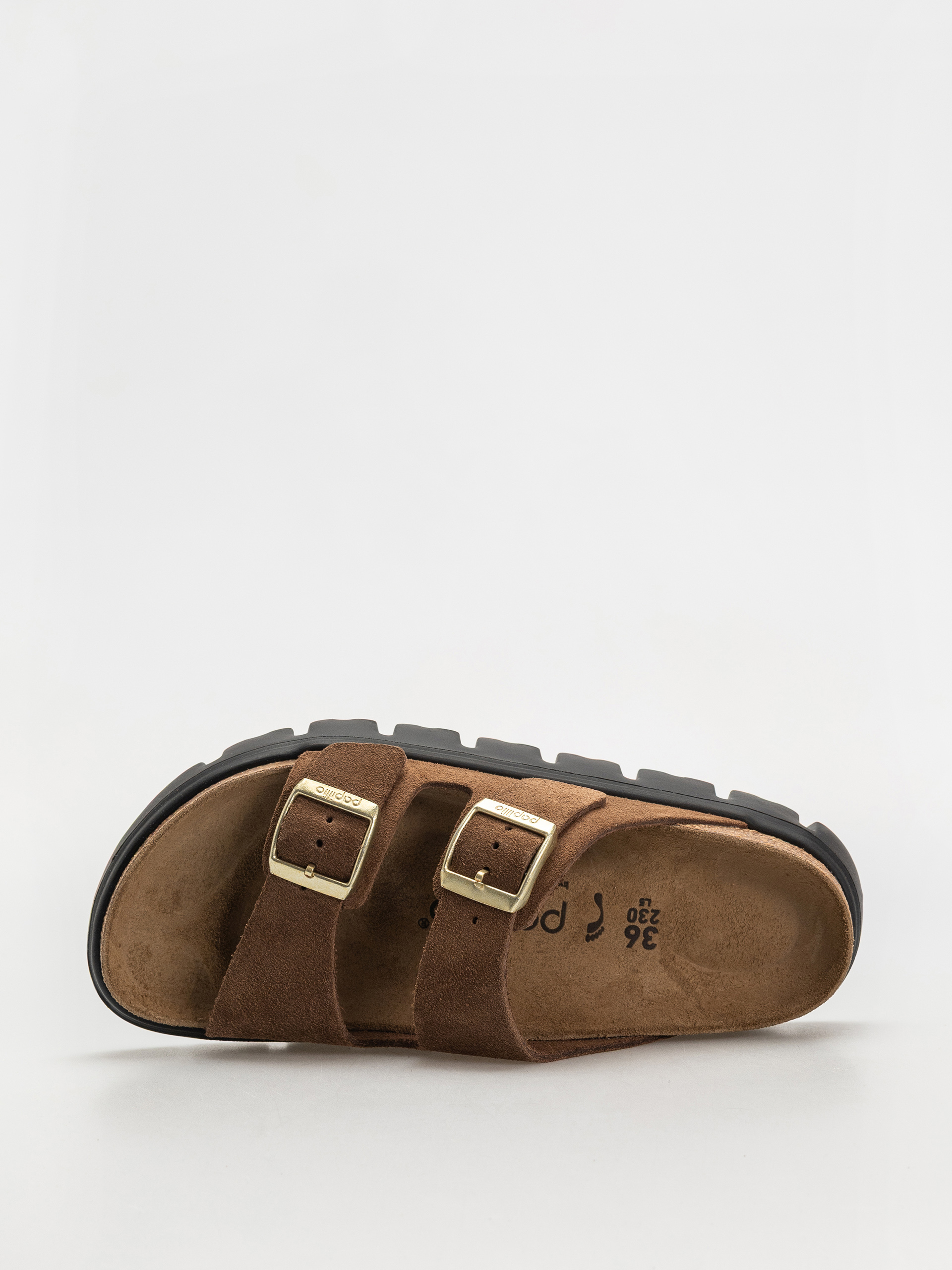 Šľapky Birkenstock Arizona Chunky Suede Narrow Wmn (dark tea/black)