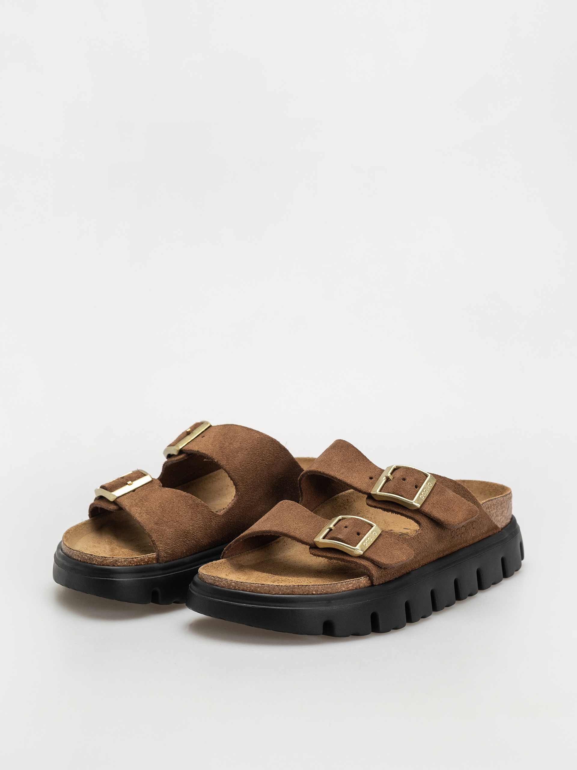 Šľapky Birkenstock Arizona Chunky Suede Narrow Wmn (dark tea/black)