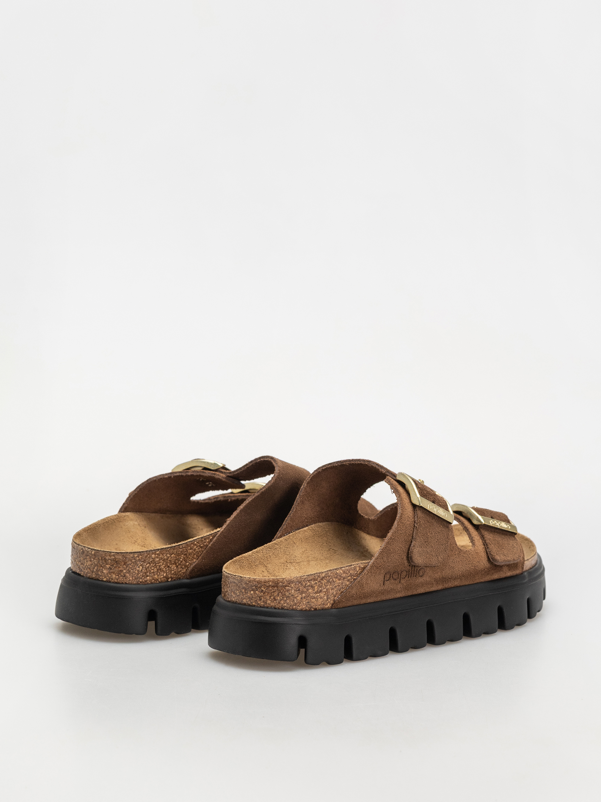 Šľapky Birkenstock Arizona Chunky Suede Narrow Wmn (dark tea/black)