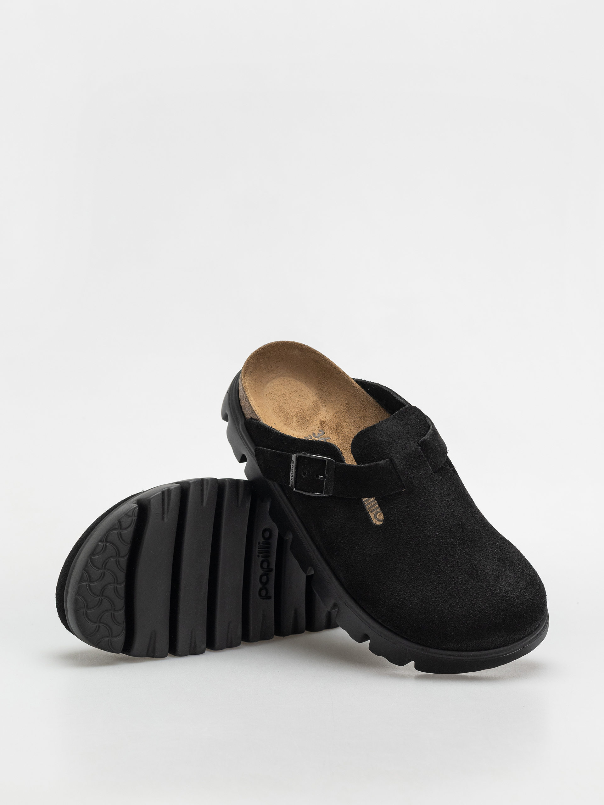 Šľapky Birkenstock Boston Chunky Suede Narrow Wmn (black/black)