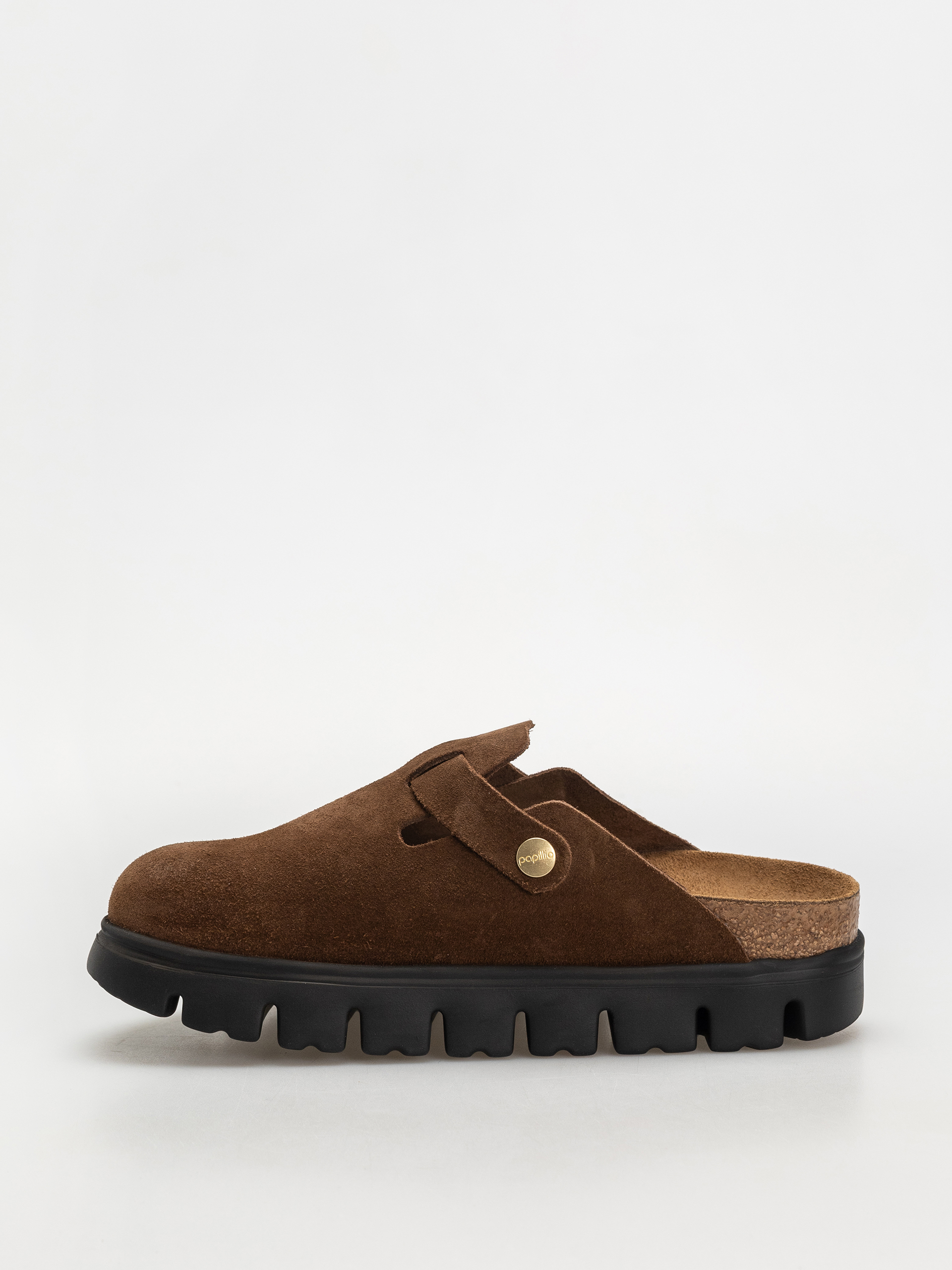 Šľapky Birkenstock Boston Chunky Suede Narrow Wmn (dark tea/black)