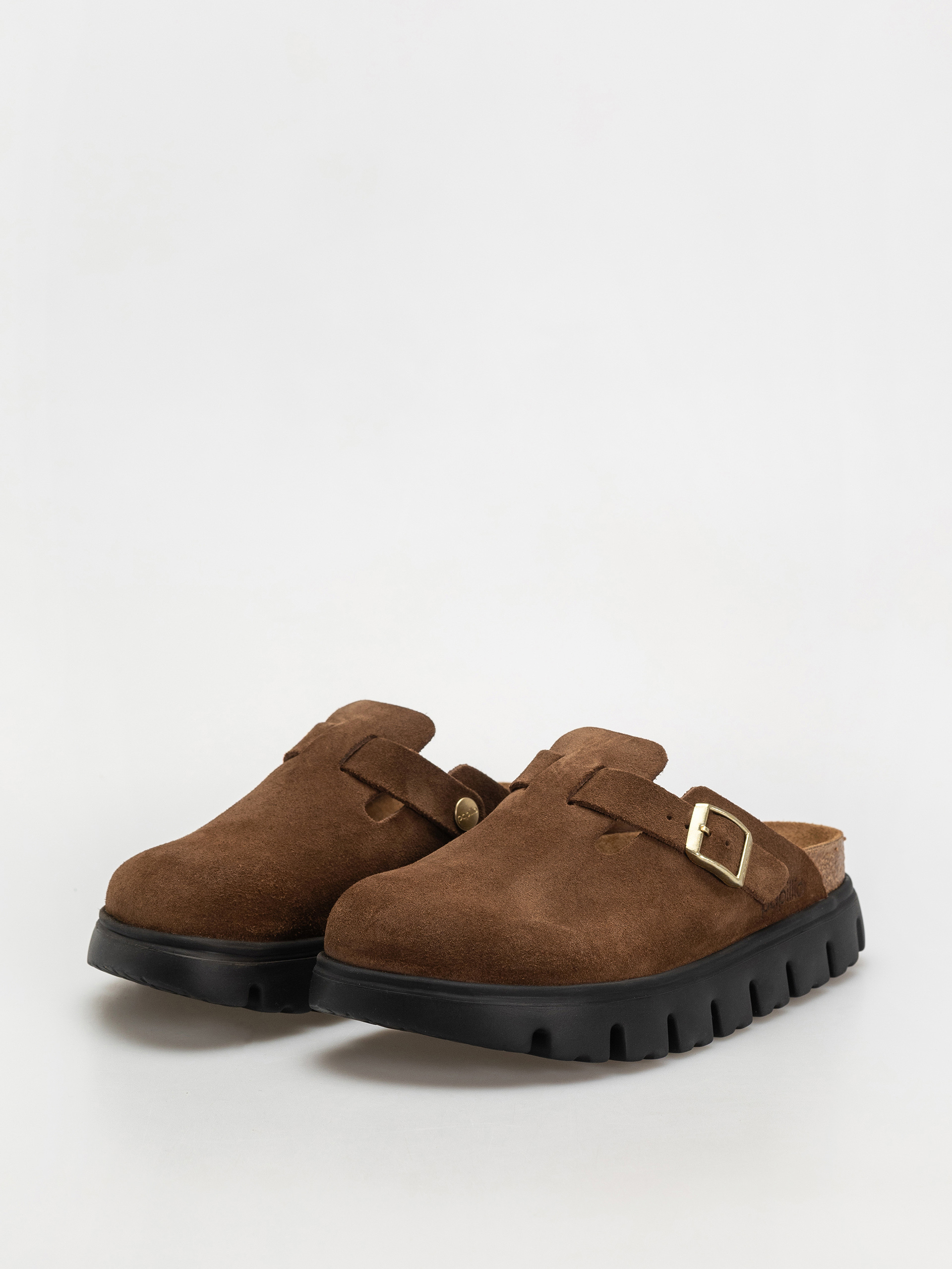 Šľapky Birkenstock Boston Chunky Suede Narrow Wmn (dark tea/black)