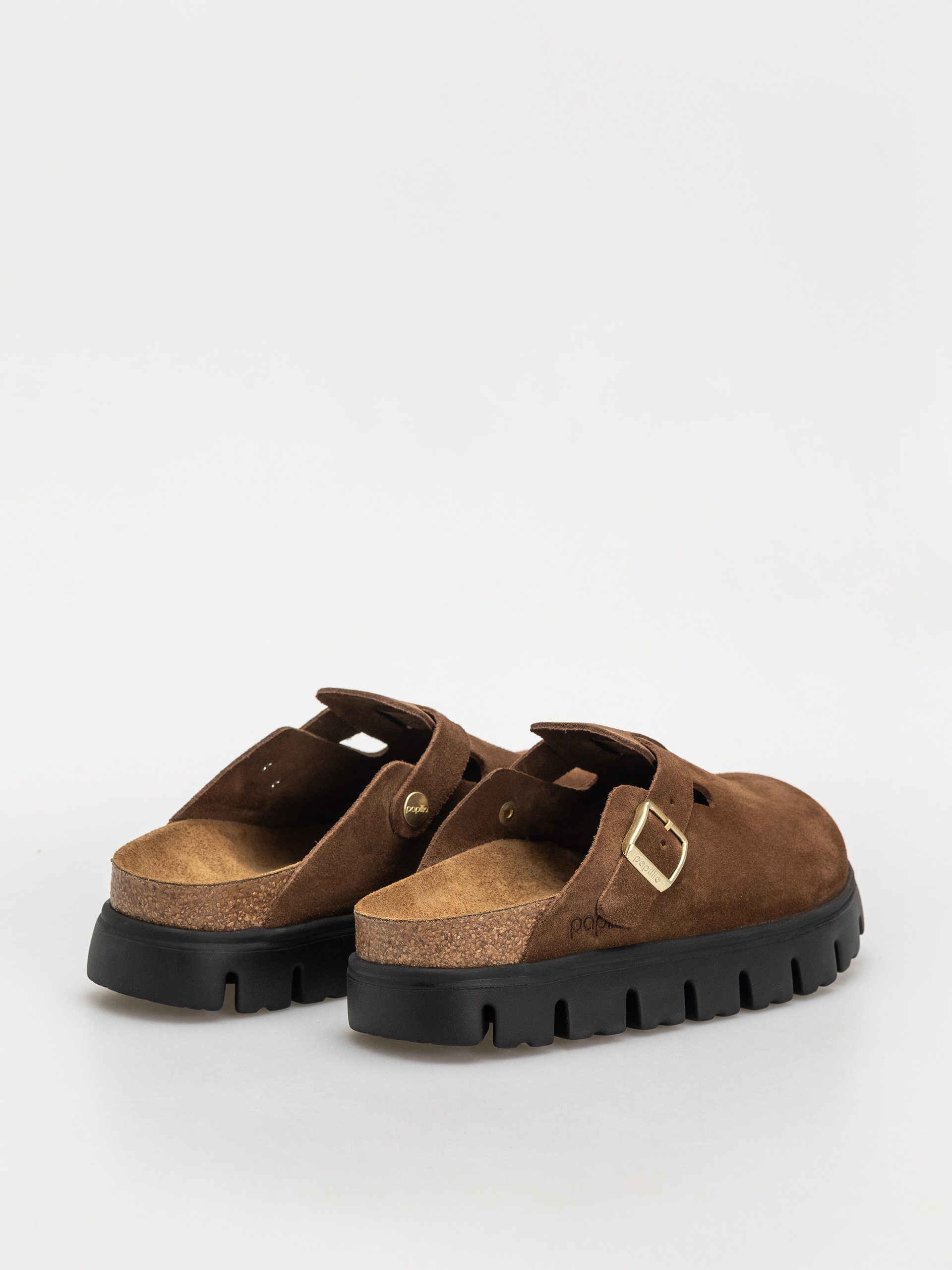 Šľapky Birkenstock Boston Chunky Suede Narrow Wmn (dark tea/black)