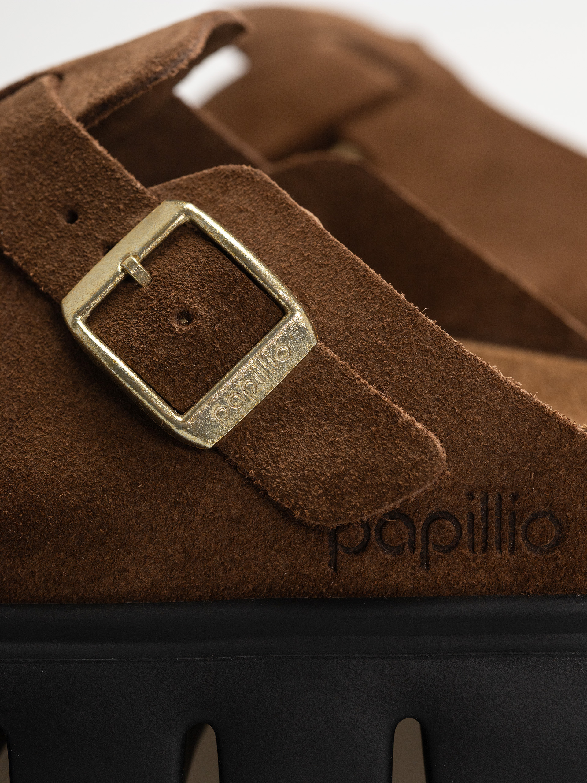 Šľapky Birkenstock Boston Chunky Suede Narrow Wmn (dark tea/black)