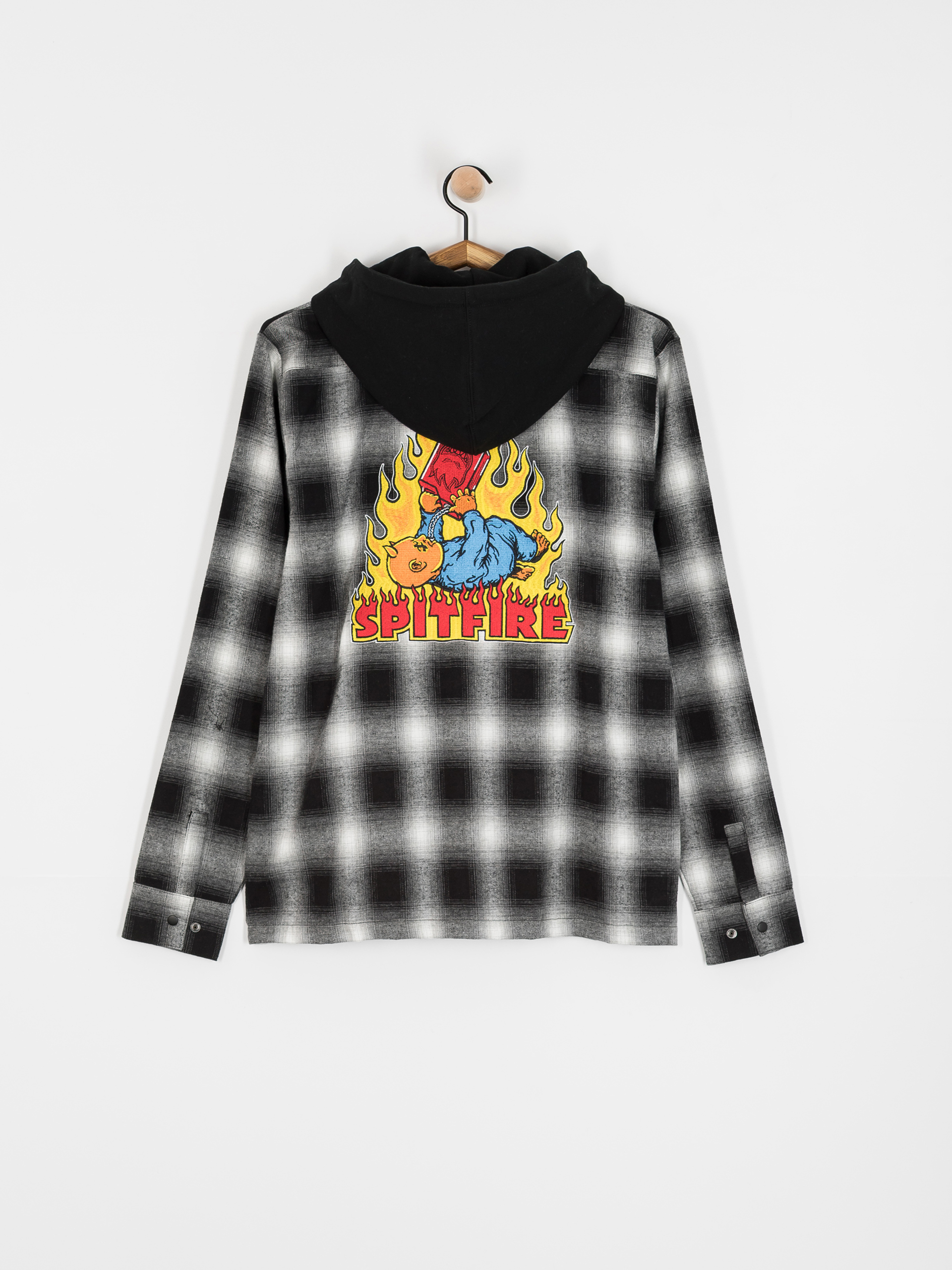 Košeľa Spitfire Demonseed Hooded Flannel (black/white/multi color embroideries)