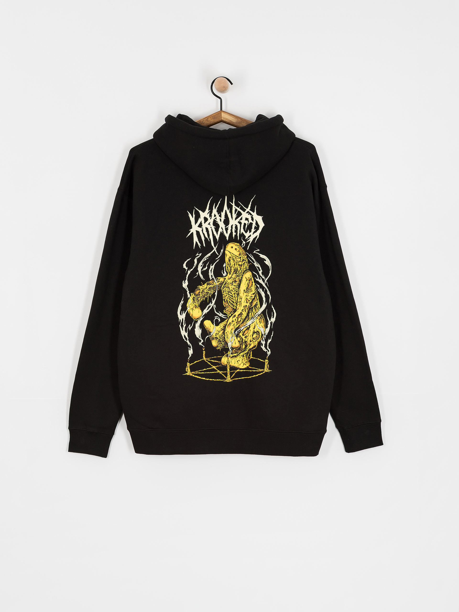 Mikina s kapucňou Krooked Necroshmoo ZHD (black/cream yellow & orange prints)