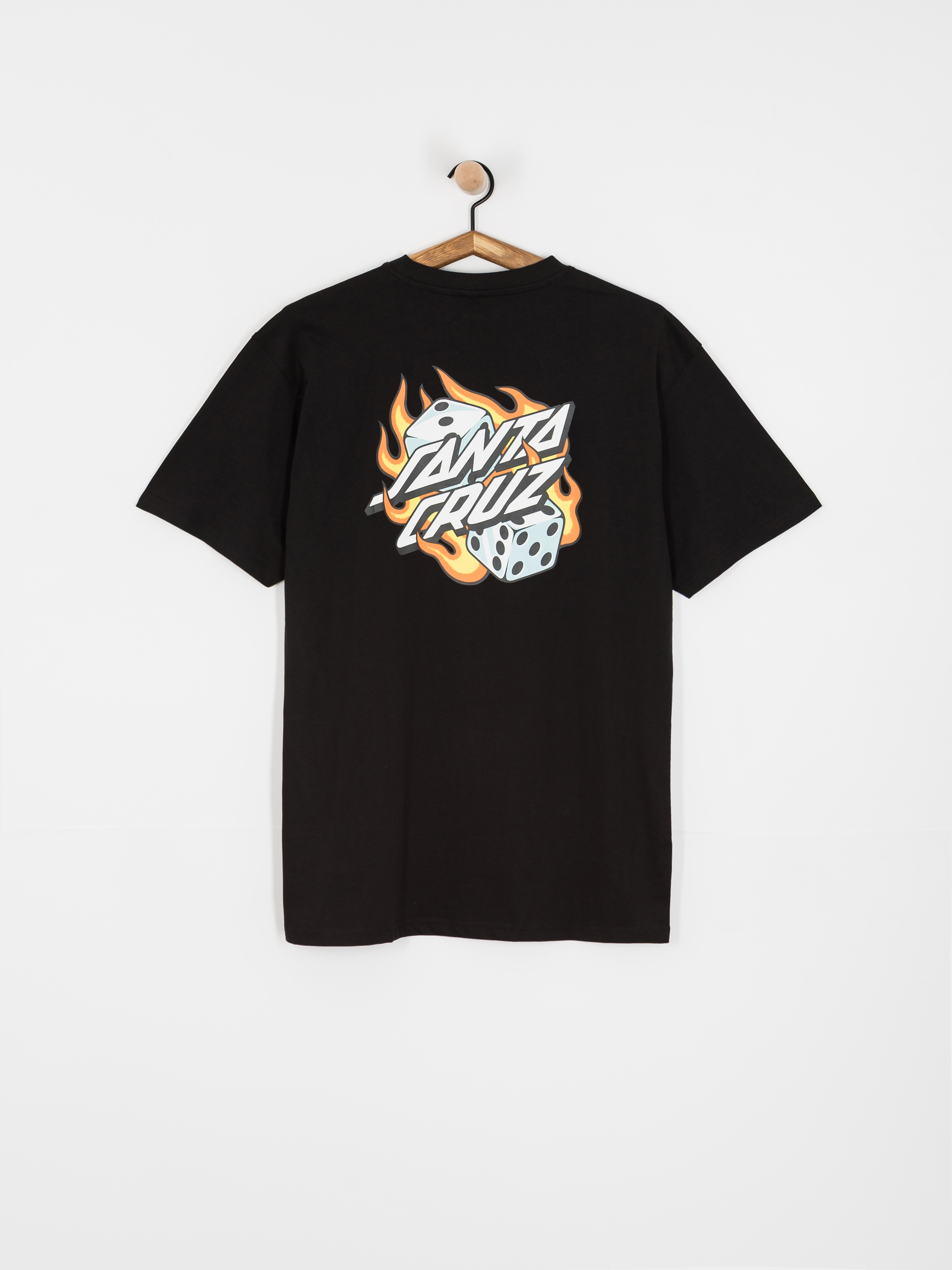 Tričko Santa Cruz Flaming Dice Dot Chest (black)