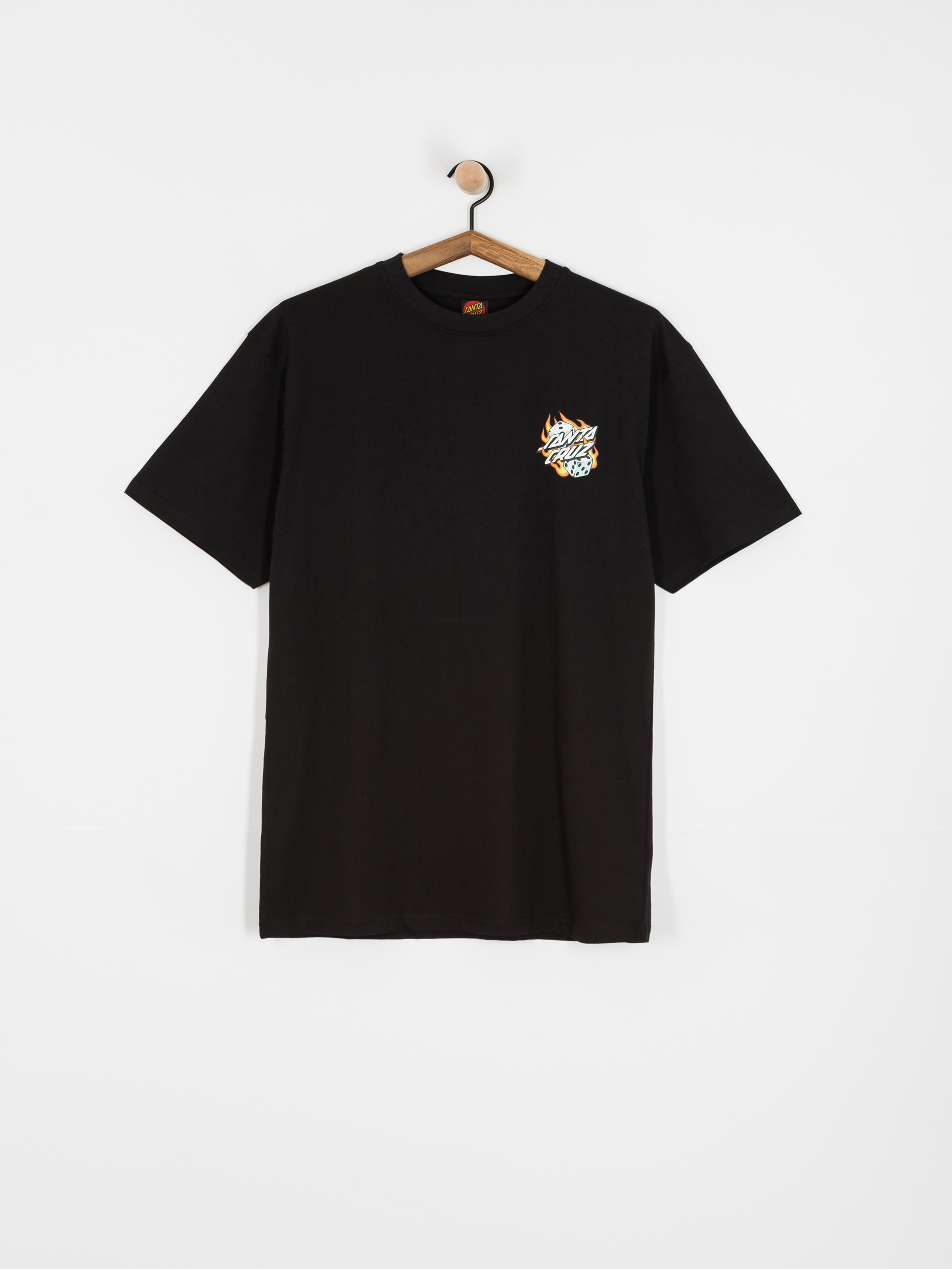 Tričko Santa Cruz Flaming Dice Dot Chest (black)