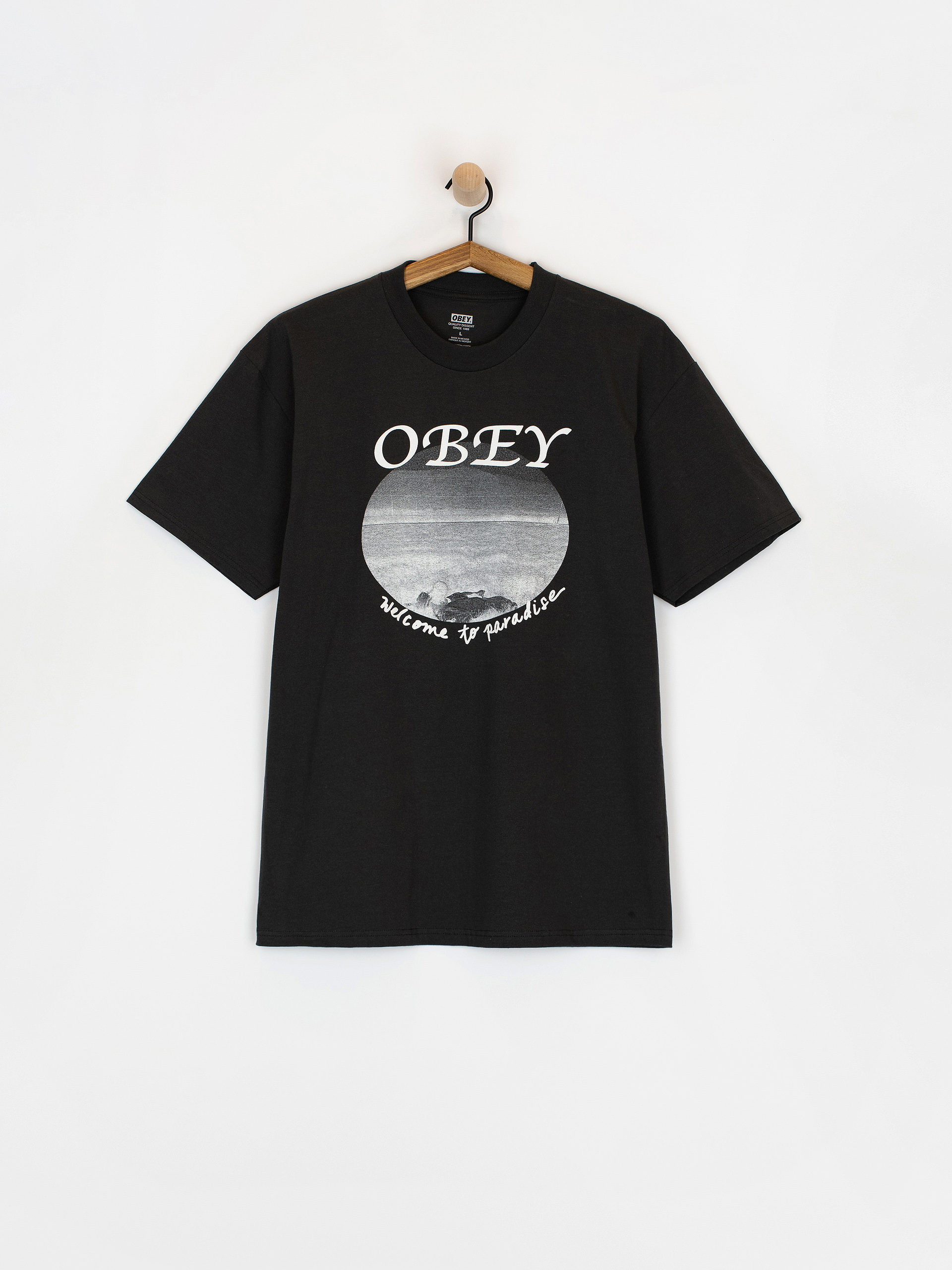 Tričko OBEY Welcome To Paradise (vintage black)