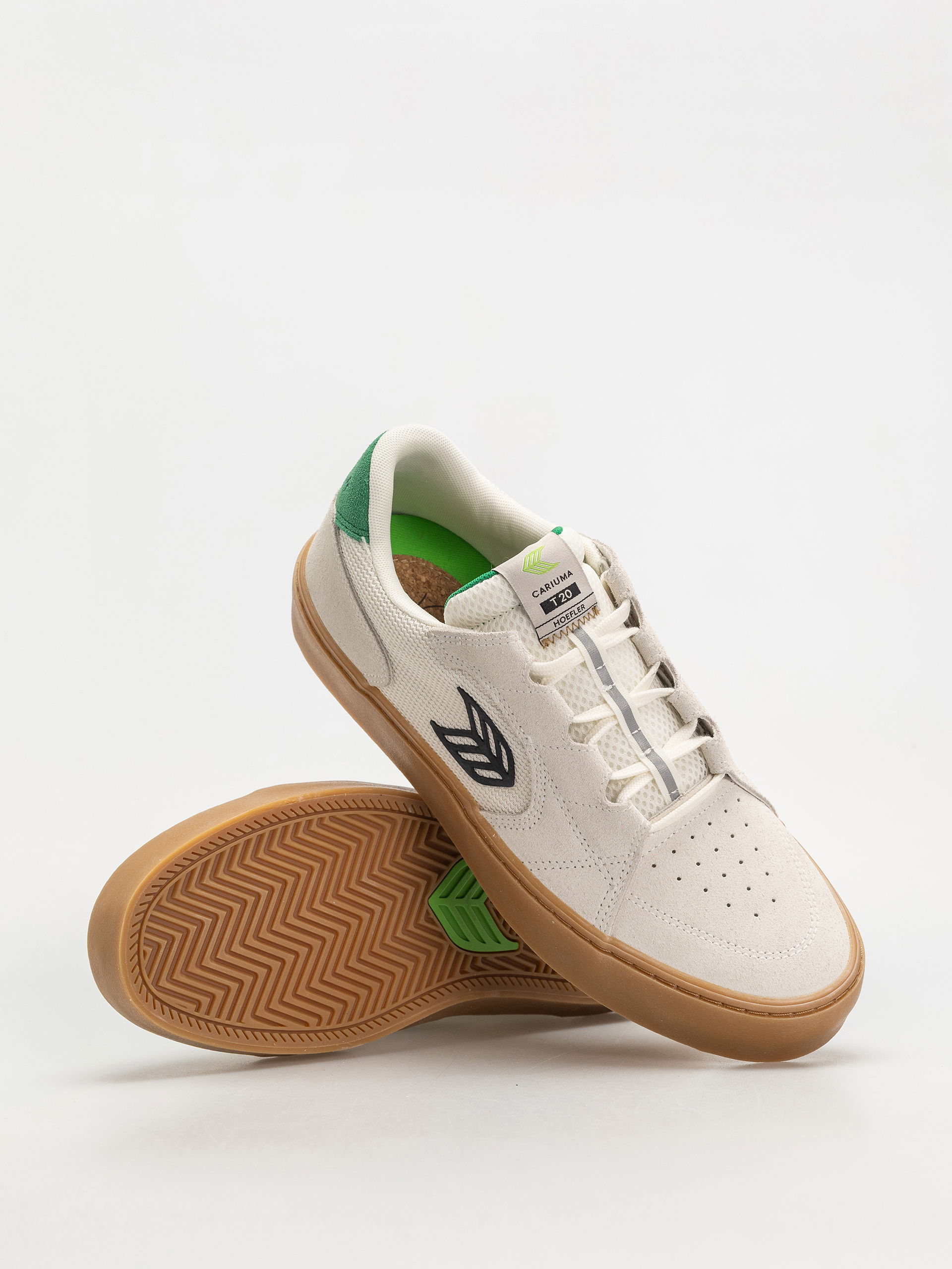 Topánky Cariuma T20 Pro (gum smoke white suede and mesh black logo green)