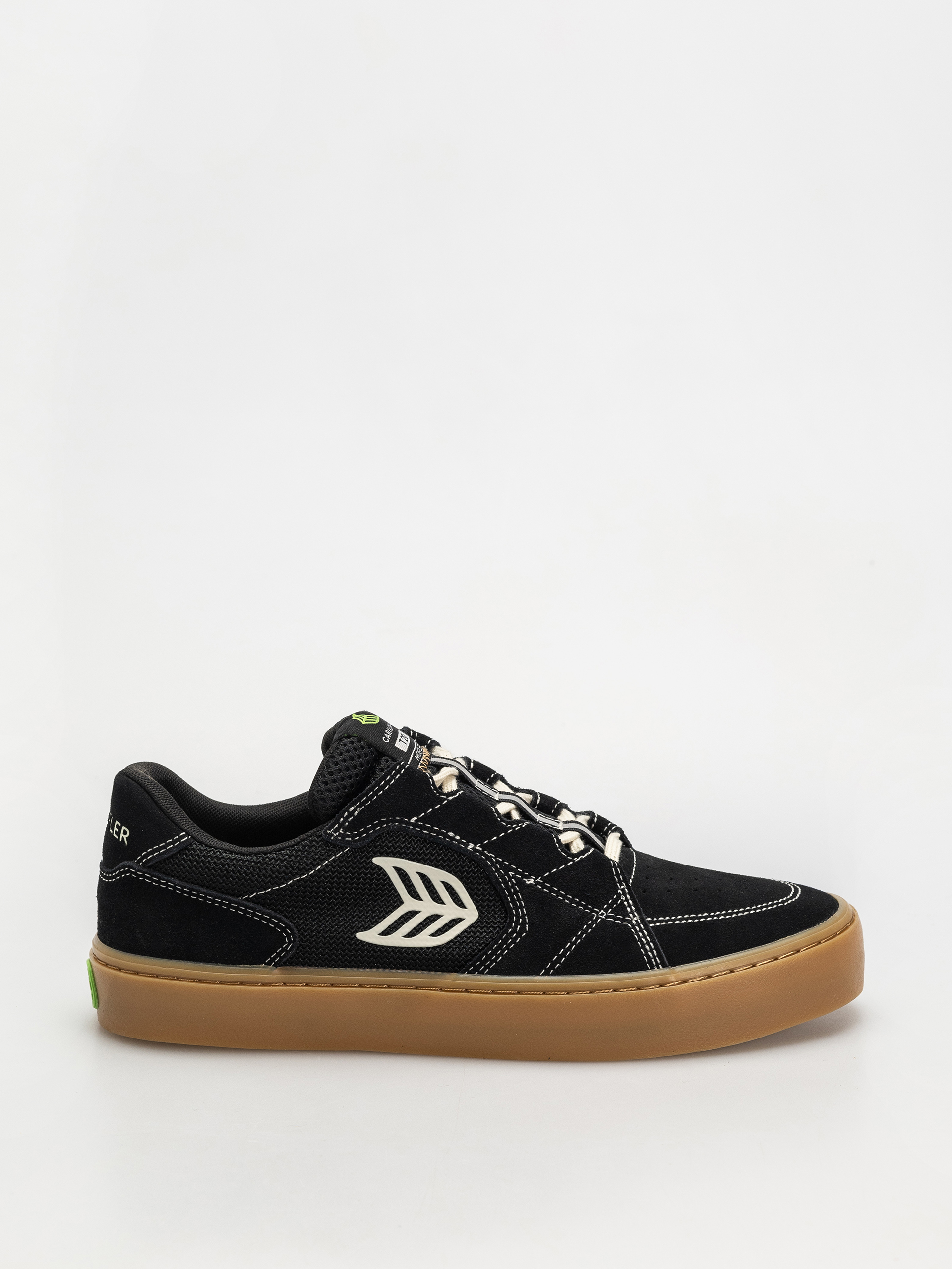 Topu00e1nky Cariuma T20 Pro (gum black suede and mesh ivory logo contrast thread)