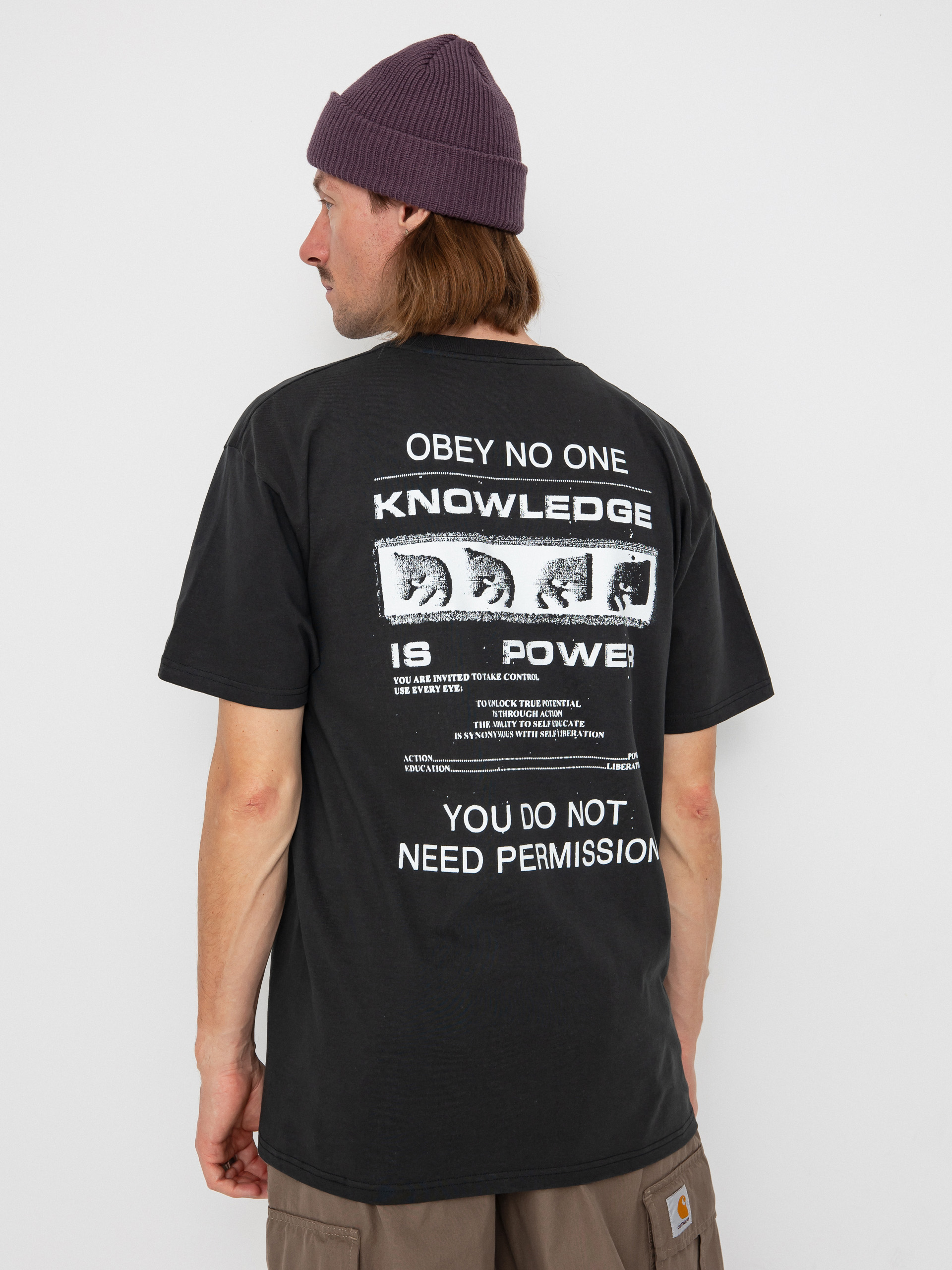 Tričko OBEY Permission (vintage black)
